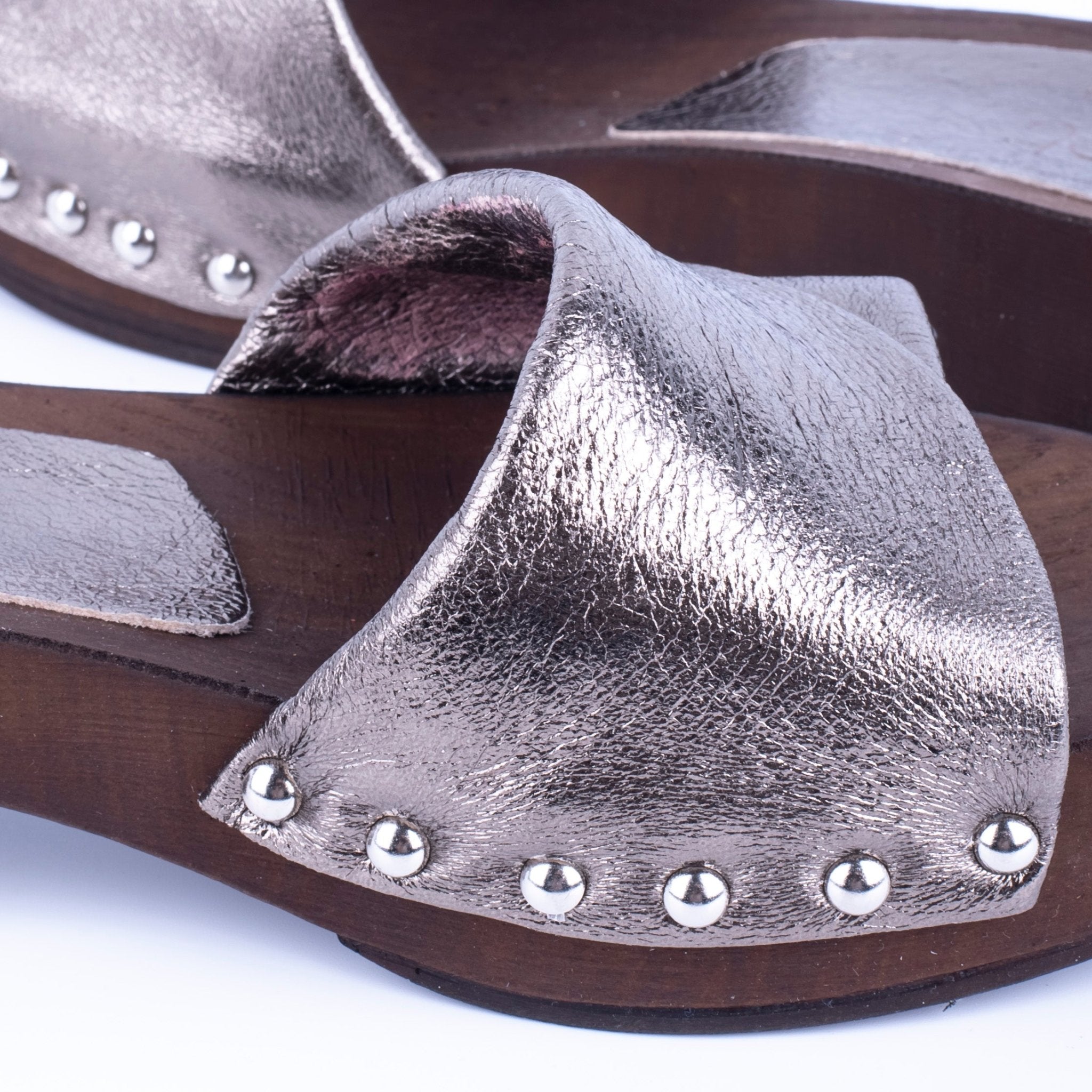 Closet MAR756 - ciabattina zoccolo in pelle argentata - Marta Ray