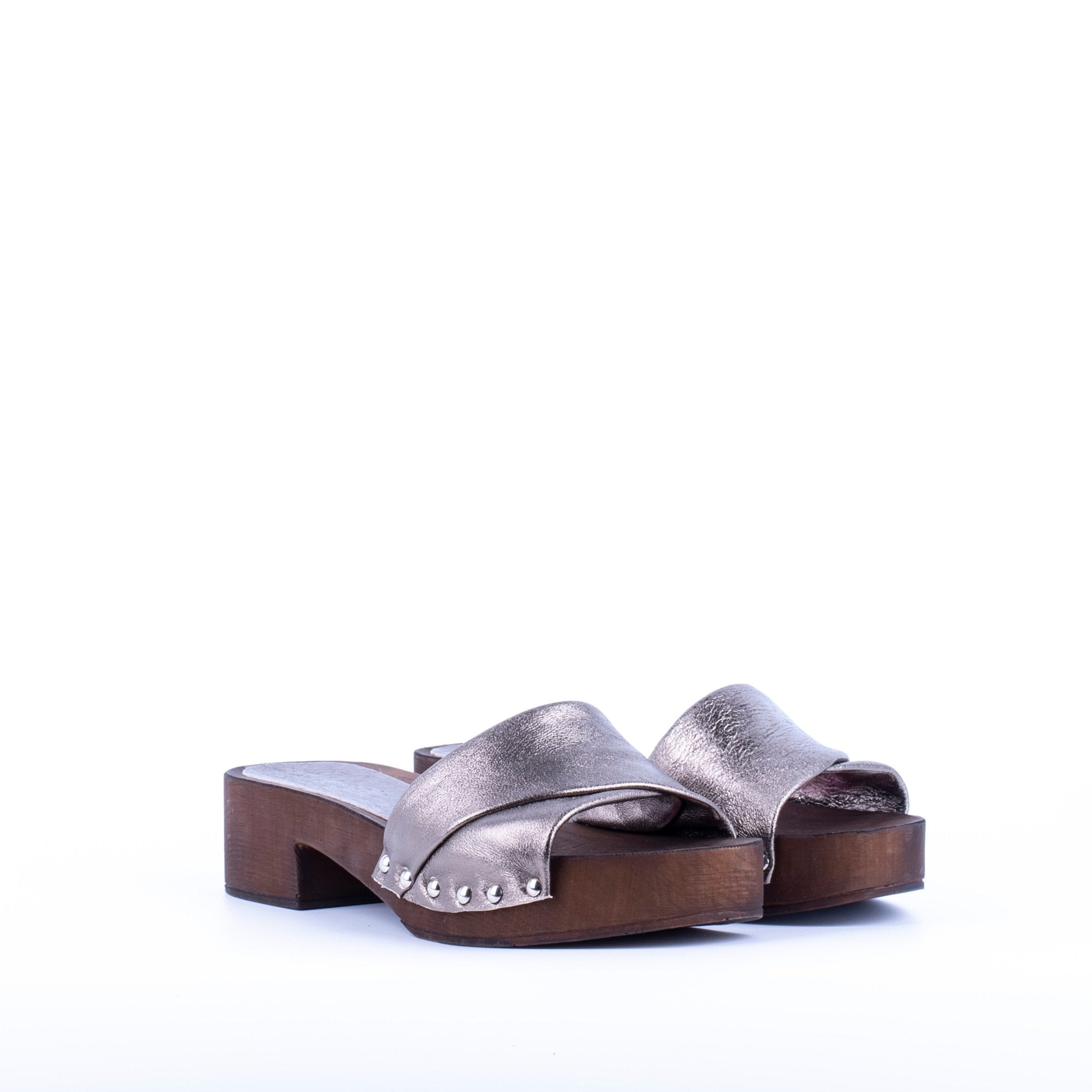 Closet MAR756 - ciabattina zoccolo in pelle argentata - Marta Ray