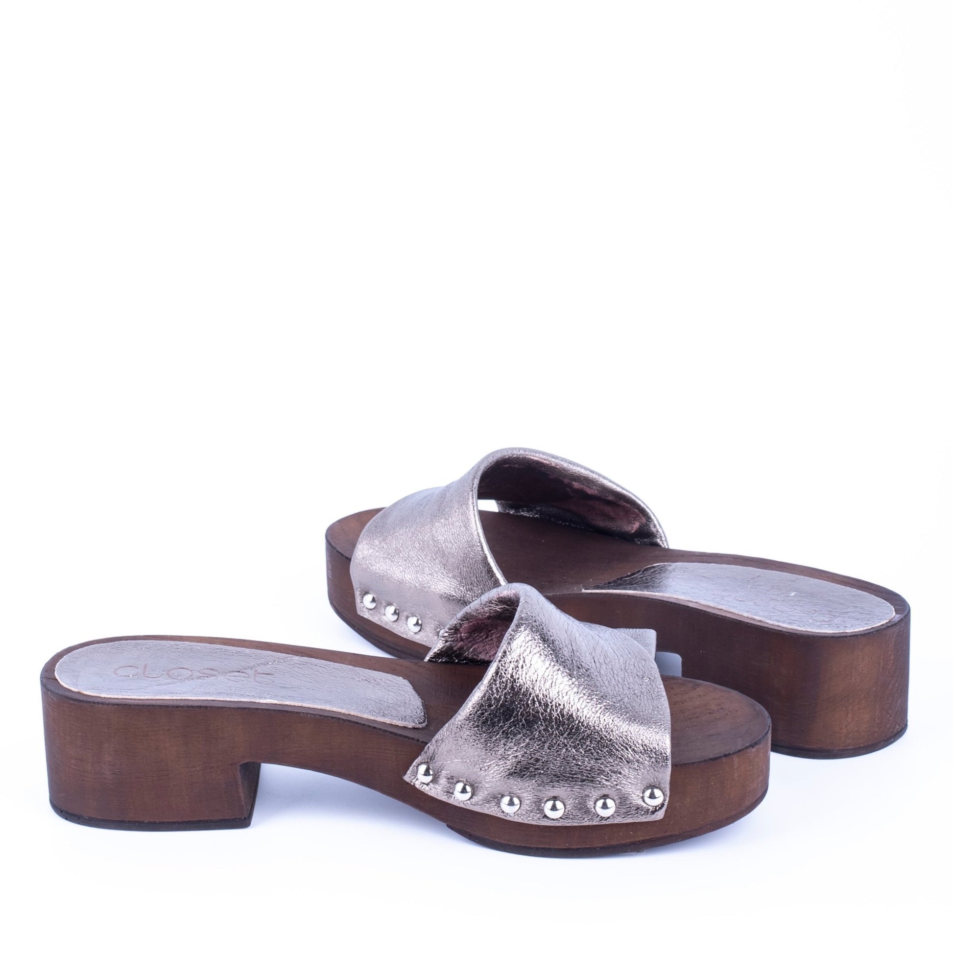 Closet MAR756 - ciabattina zoccolo in pelle argentata - Marta Ray