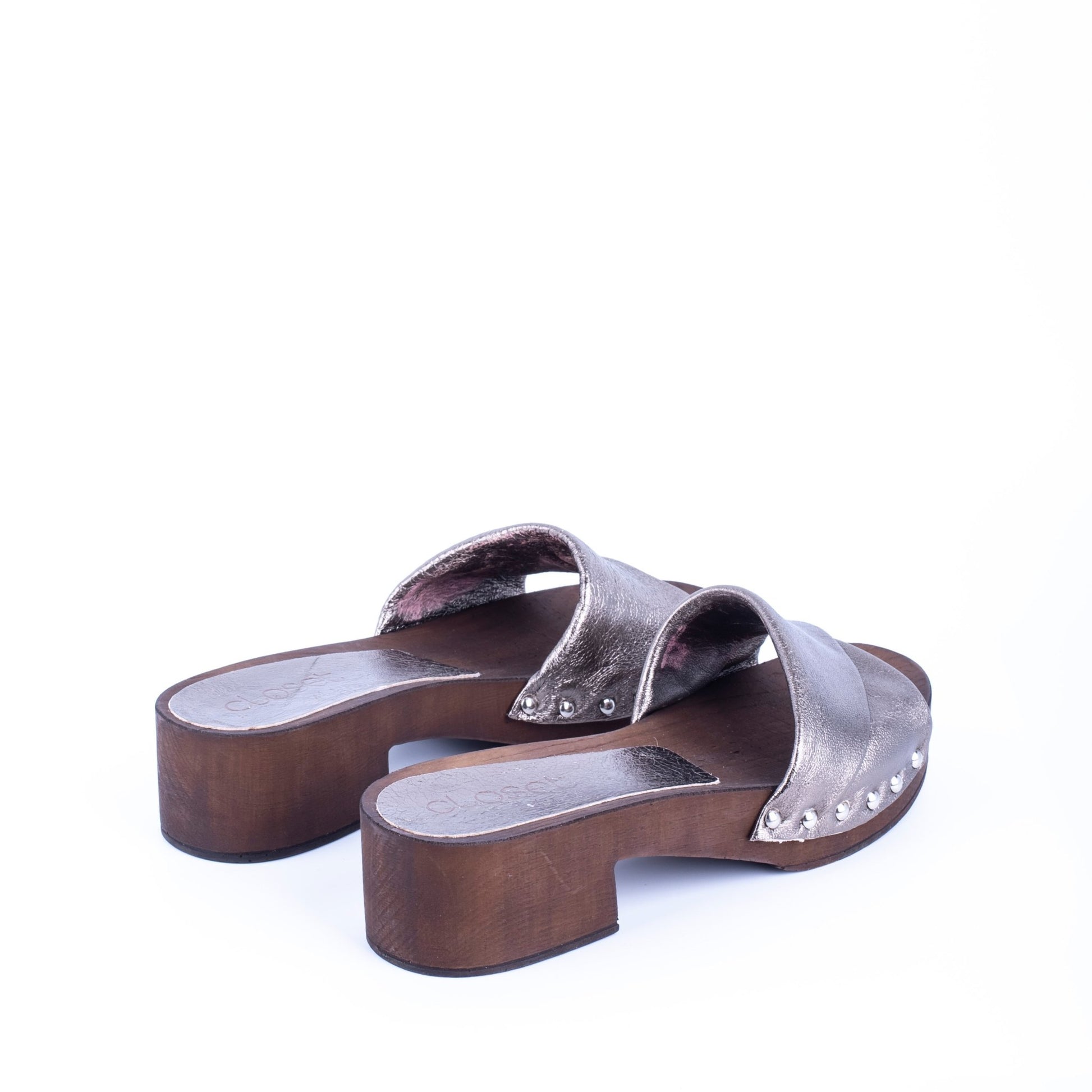 Closet MAR756 - ciabattina zoccolo in pelle argentata - Marta Ray