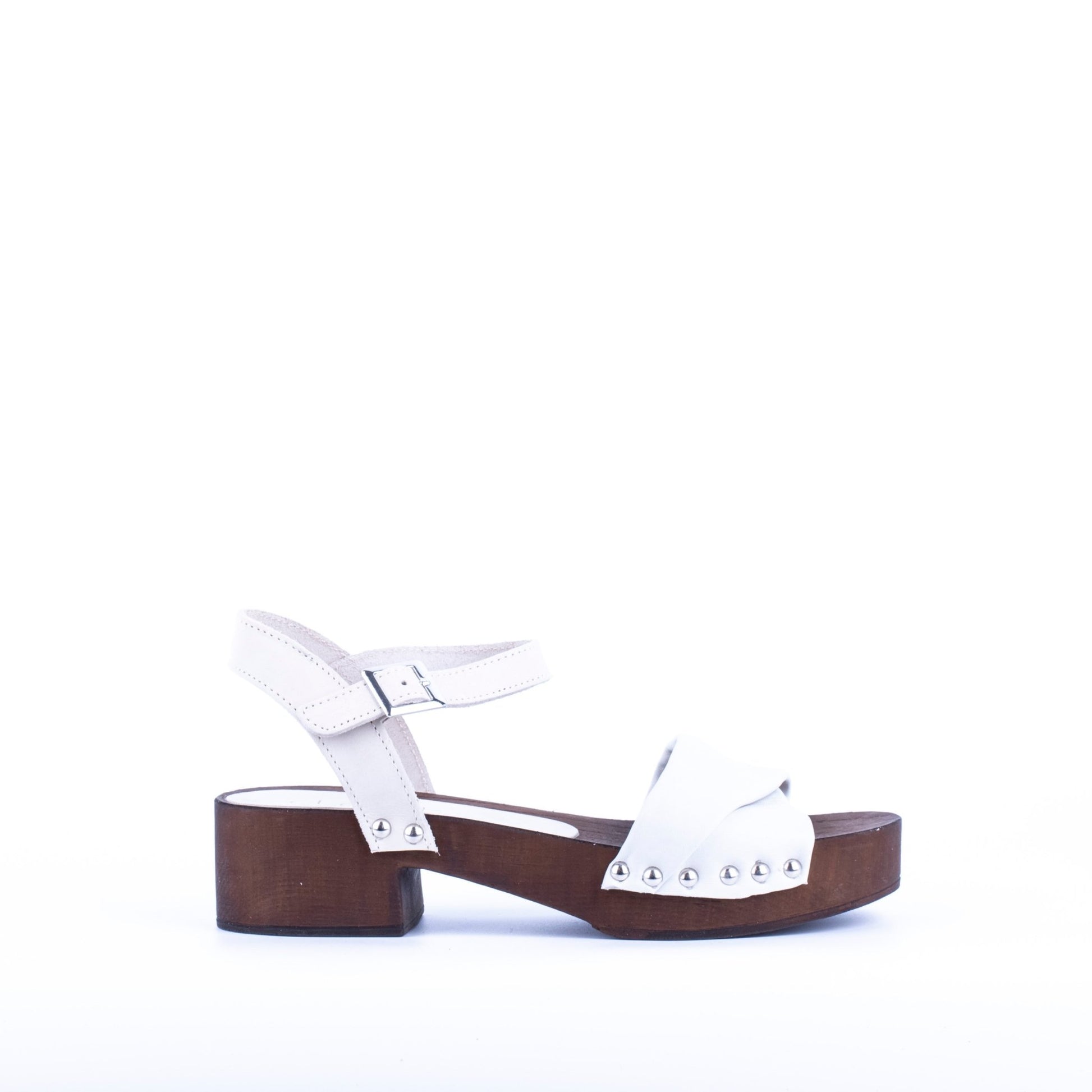 Closet MAR760 - sandalo zoccolo in pelle bianca - Marta Ray