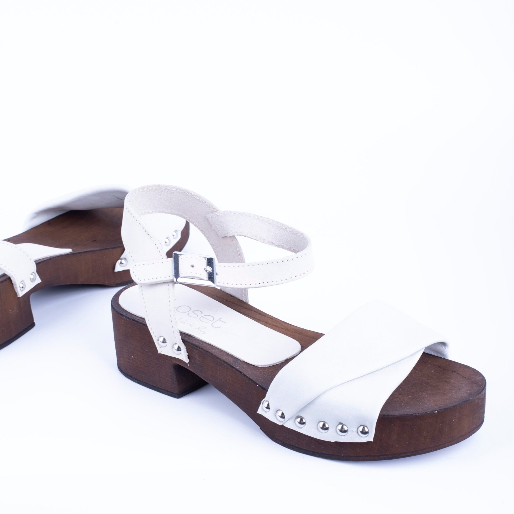 Closet MAR760 - sandalo zoccolo in pelle bianca - Marta Ray