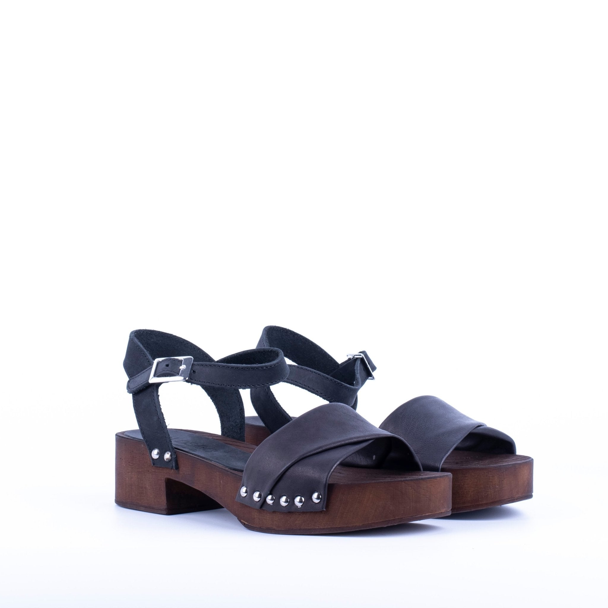 Closet MAR760 - sandalo zoccolo in pelle nera - Marta Ray