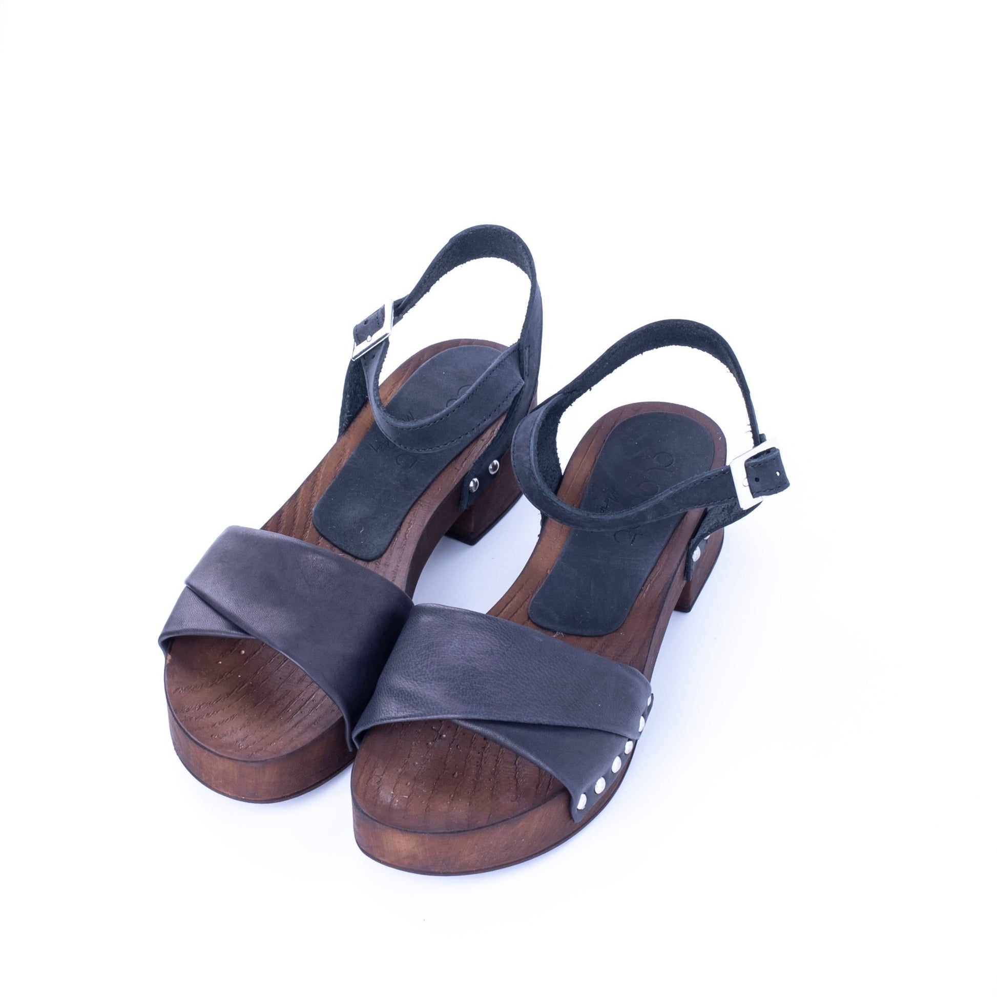 Closet MAR760 - sandalo zoccolo in pelle nera - Marta Ray