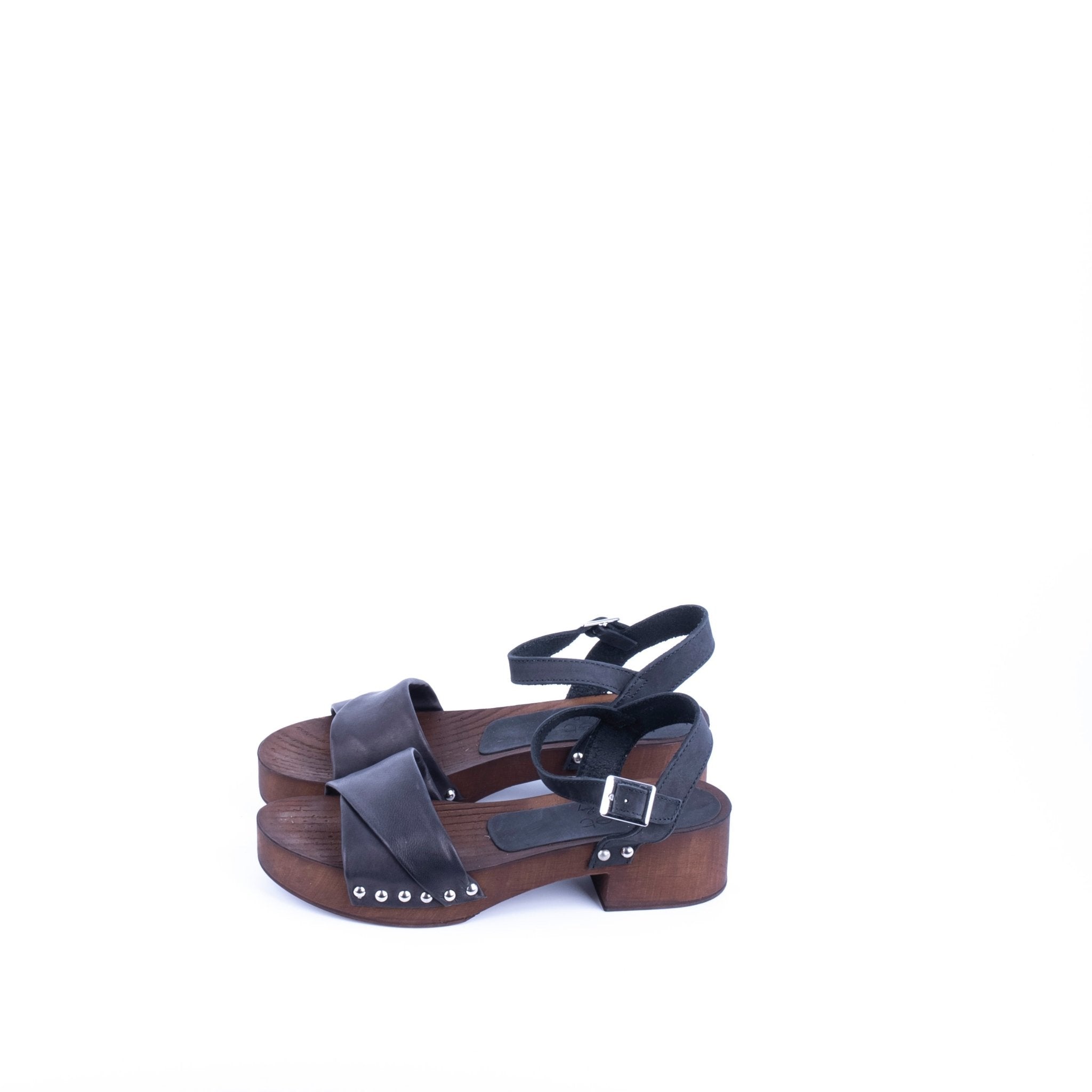 Closet MAR760 - sandalo zoccolo in pelle nera - Marta Ray