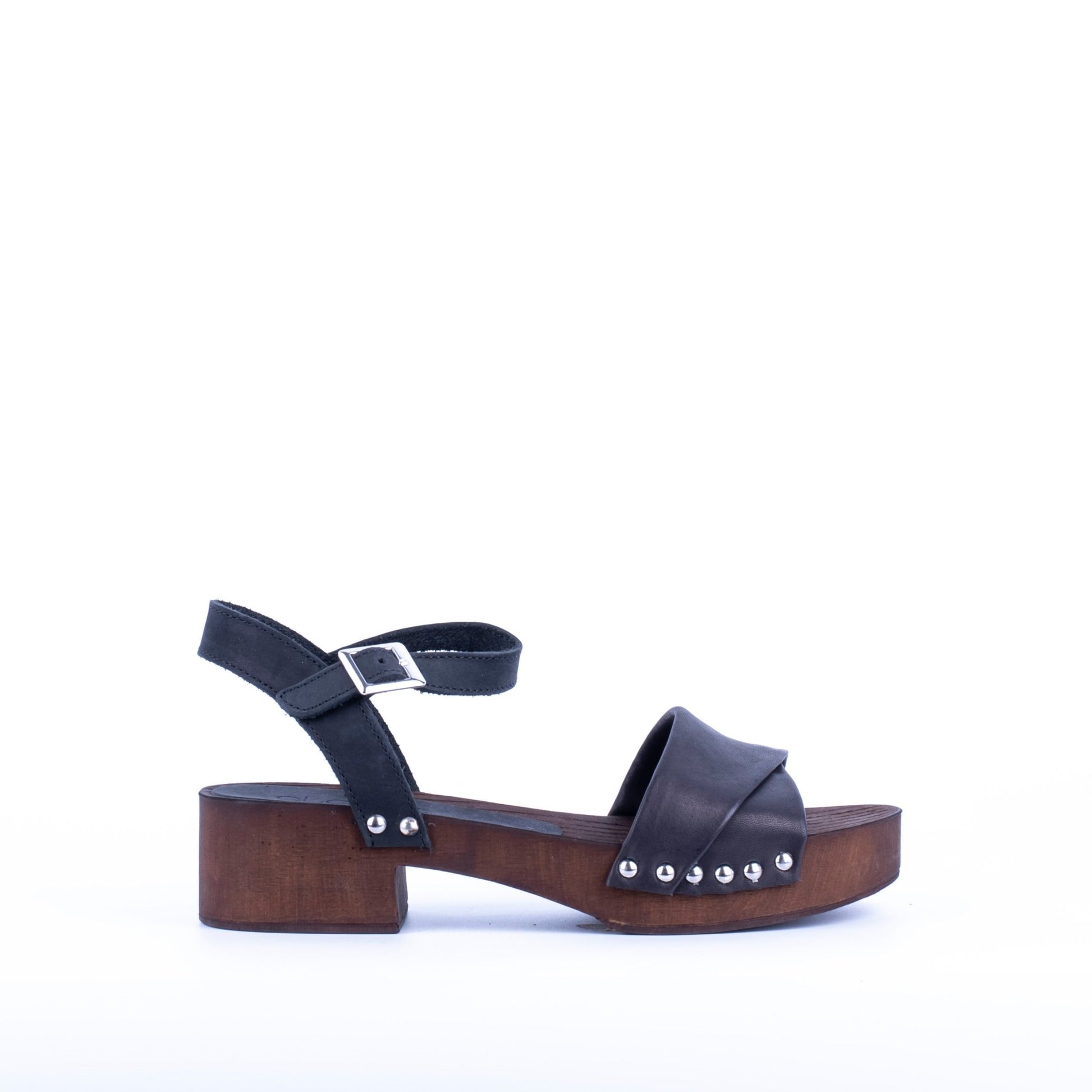 Closet MAR760 - sandalo zoccolo in pelle nera - Marta Ray
