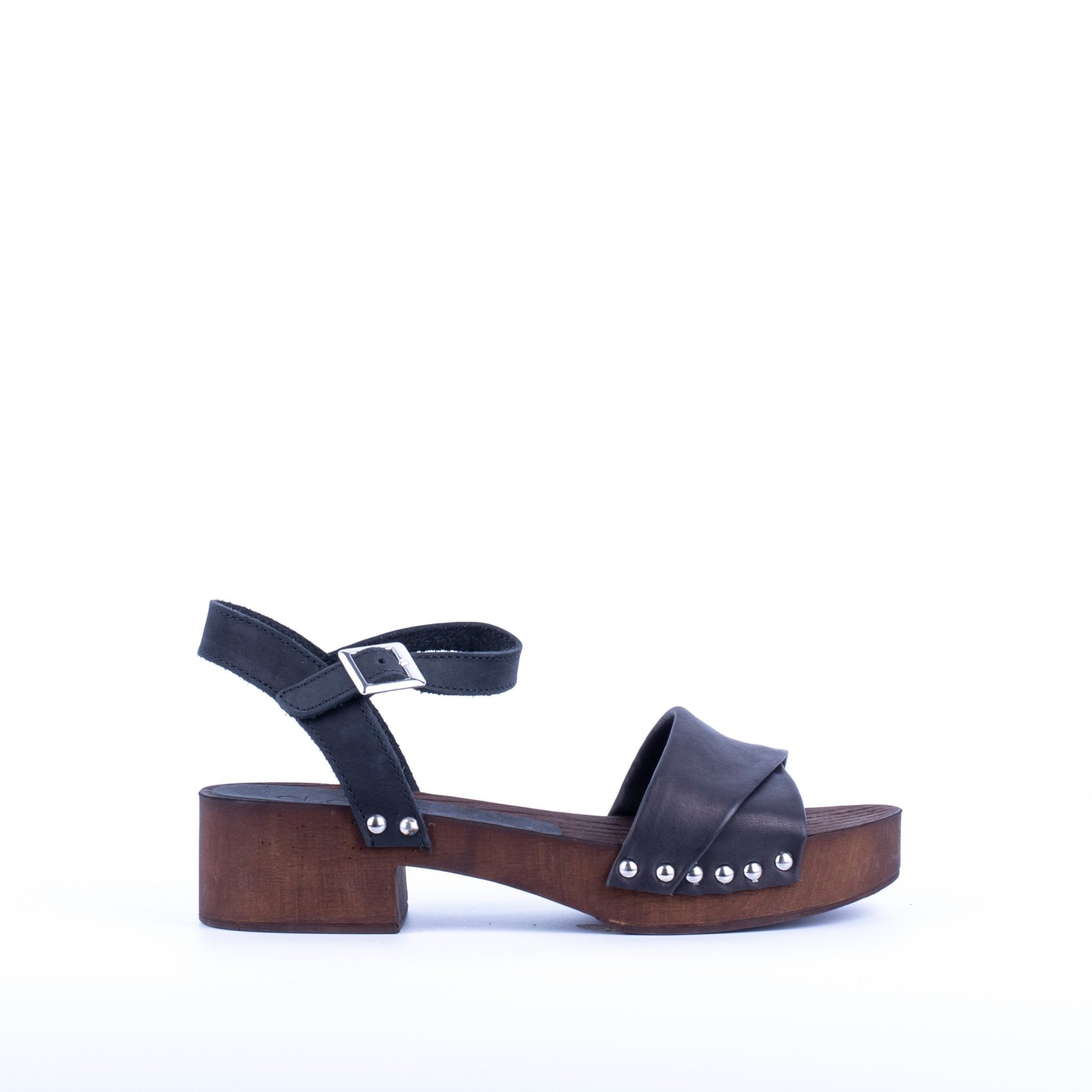 Closet MAR760 - sandalo zoccolo in pelle nera - Marta Ray