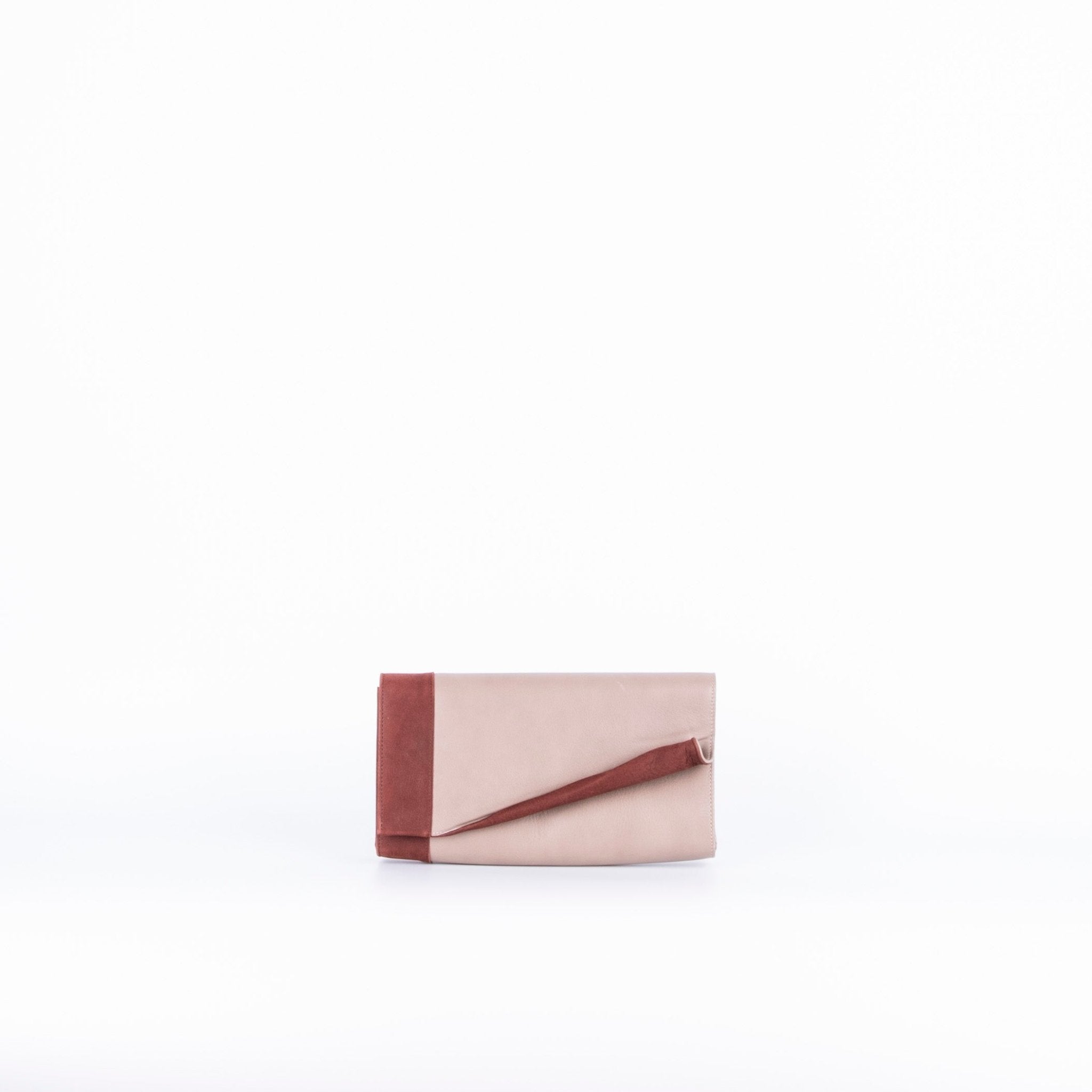 Coraline mousse+long beach malva britanic - pochette rigida a mano in pelle rossa - Marta Ray