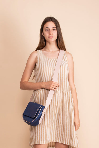 Daisy spighetta blu + cuoio nude - Marta Ray