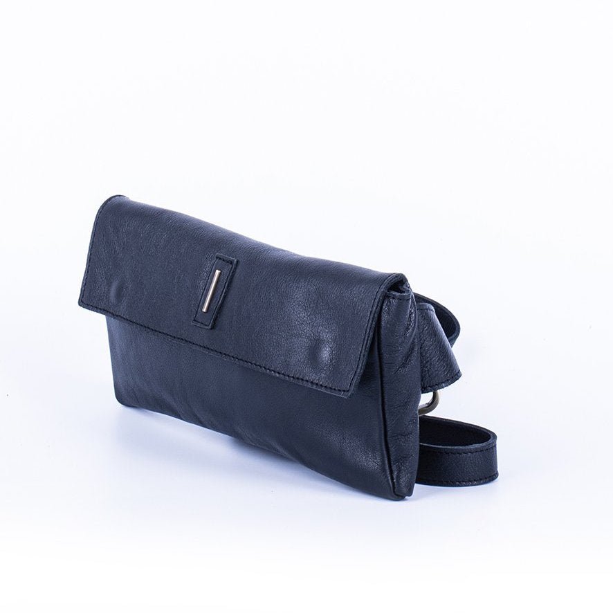 Dotty mousse nero - marsupio in pelle nera - Marta Ray