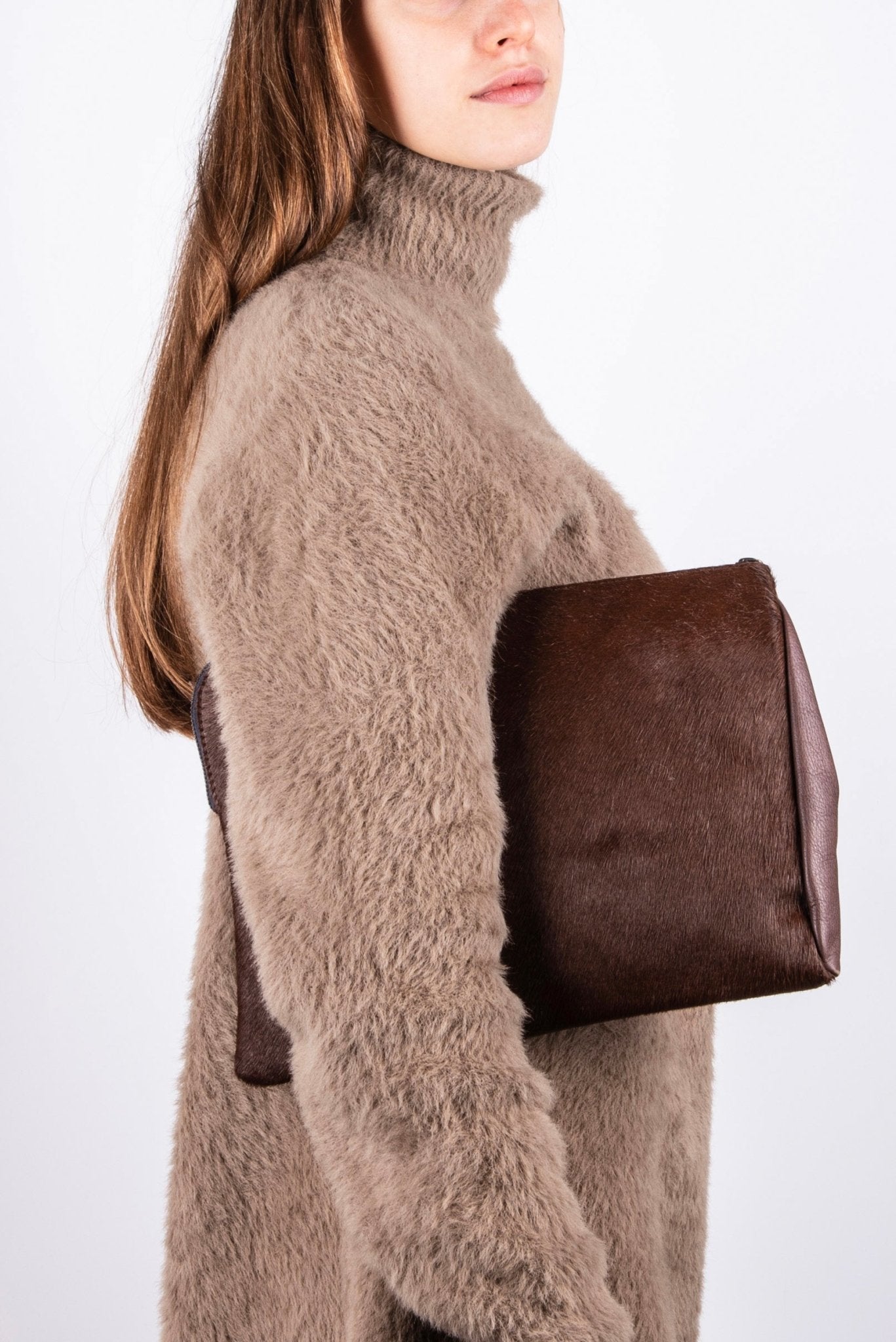 Edith mousse/cavallino cioccolato - pochette in pelle marrone - Marta Ray