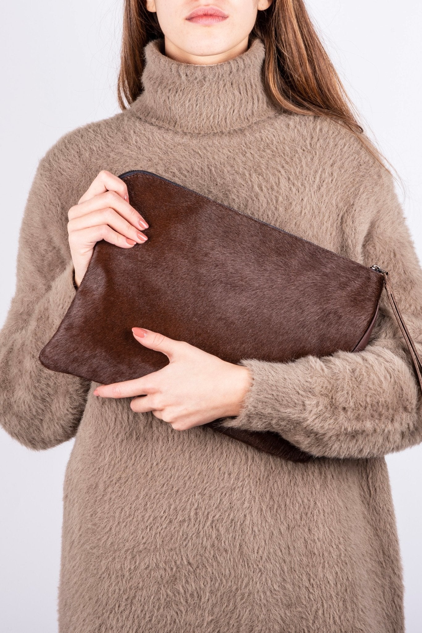 Edith mousse/cavallino cioccolato - pochette in pelle marrone - Marta Ray