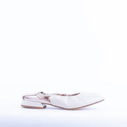 Eichi T2a nappa gesso - ballerina semi-aperta con tacco in pelle bianca - Marta Ray