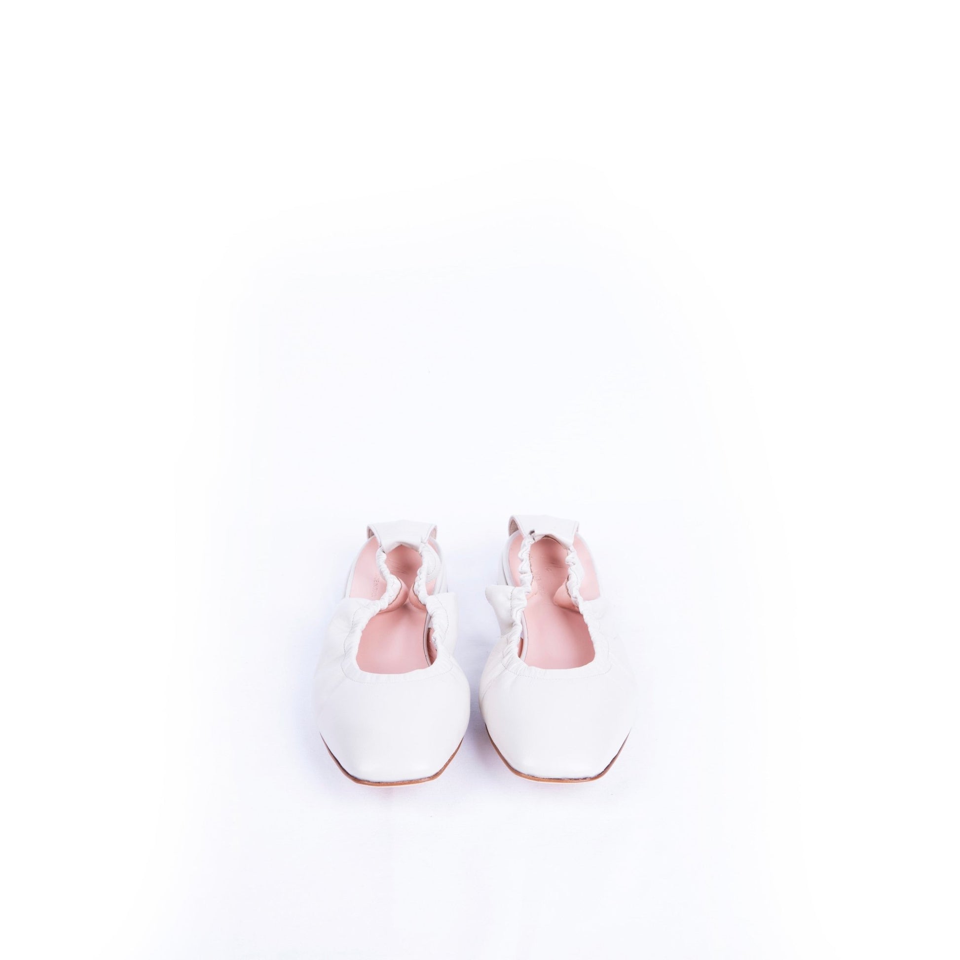 Eichi T2a nappa gesso - ballerina semi-aperta con tacco in pelle bianca - Marta Ray