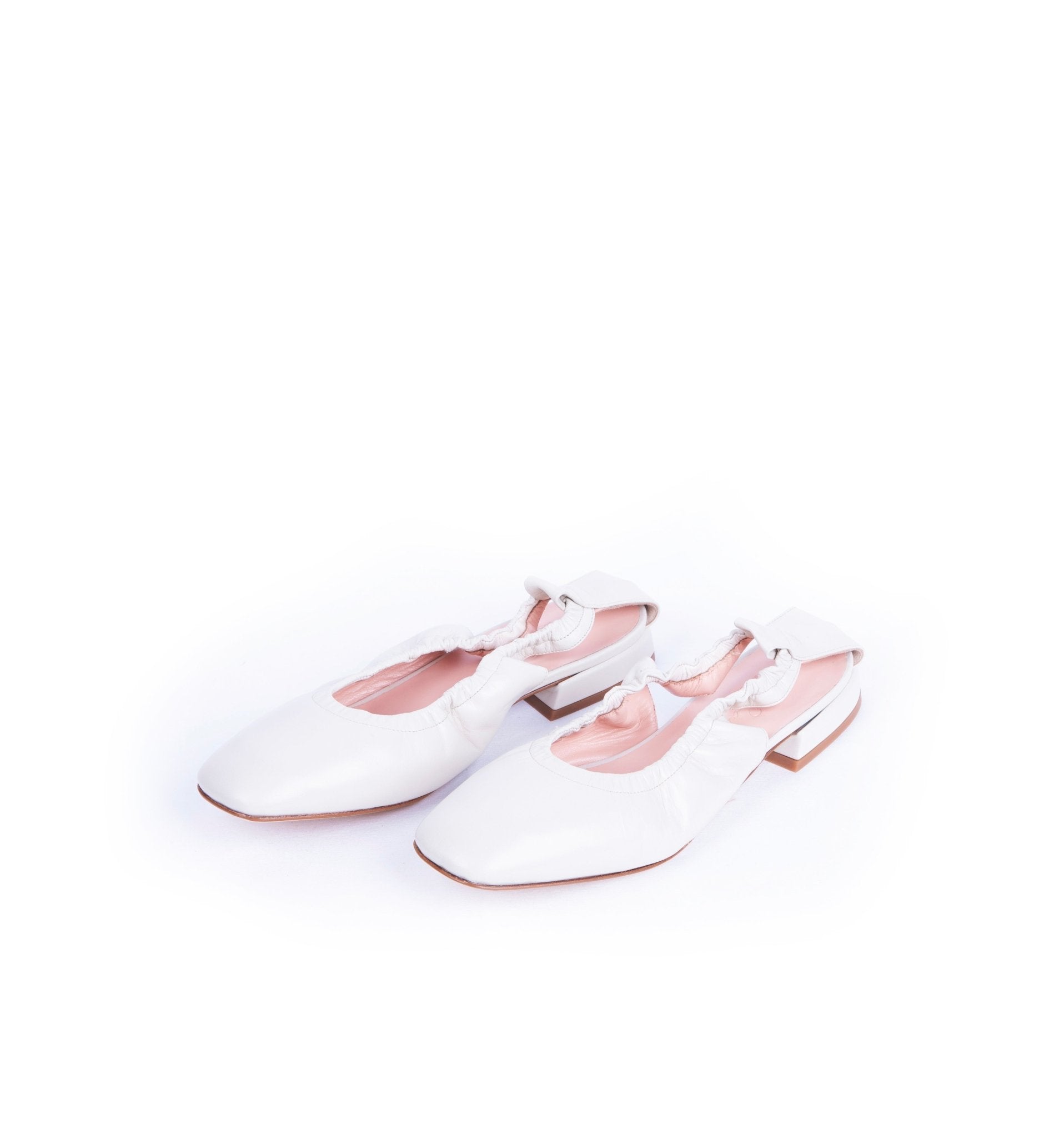 Eichi T2a nappa gesso - ballerina semi-aperta con tacco in pelle bianca - Marta Ray
