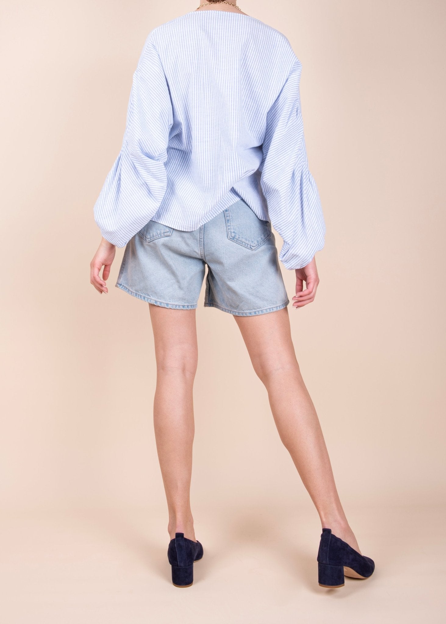 Eloisa camoscio blu - ballerina con tacco in pelle blu - Marta Ray