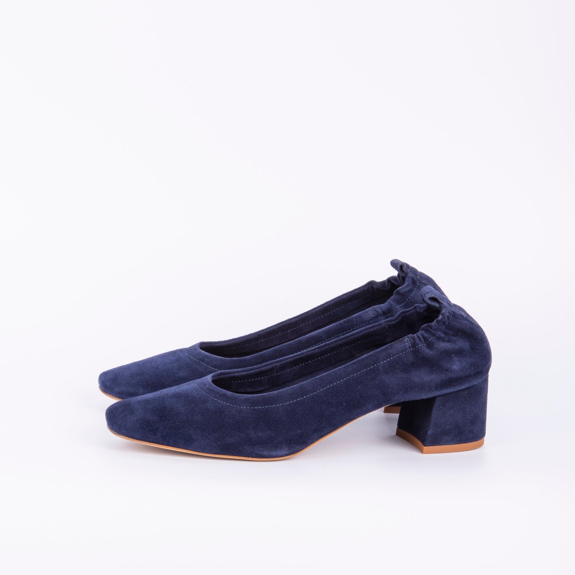 Eloisa camoscio blu - ballerina con tacco in pelle blu - Marta Ray