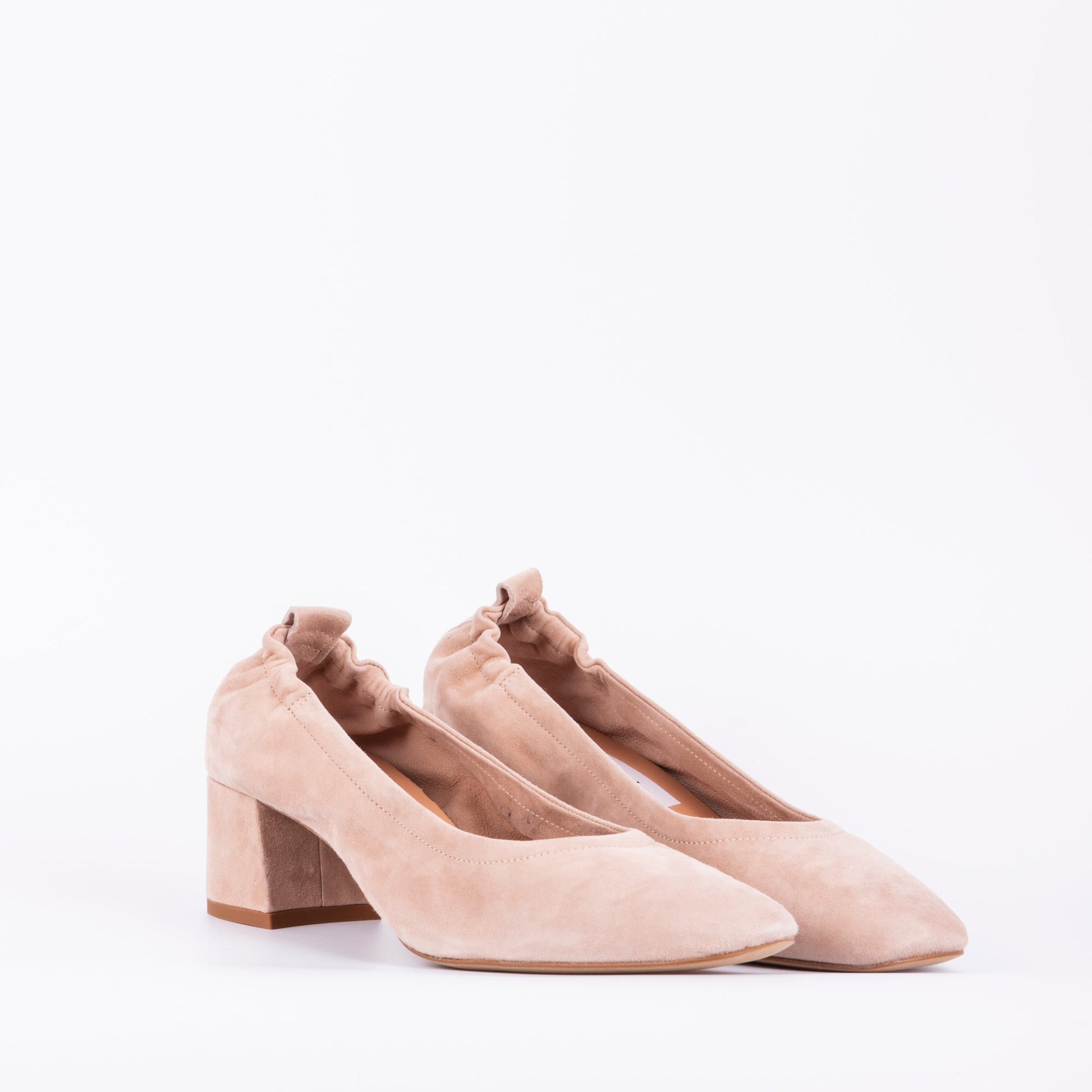 Eloisa camoscio cipria - ballerina con tacco in pelle rosa - Marta Ray