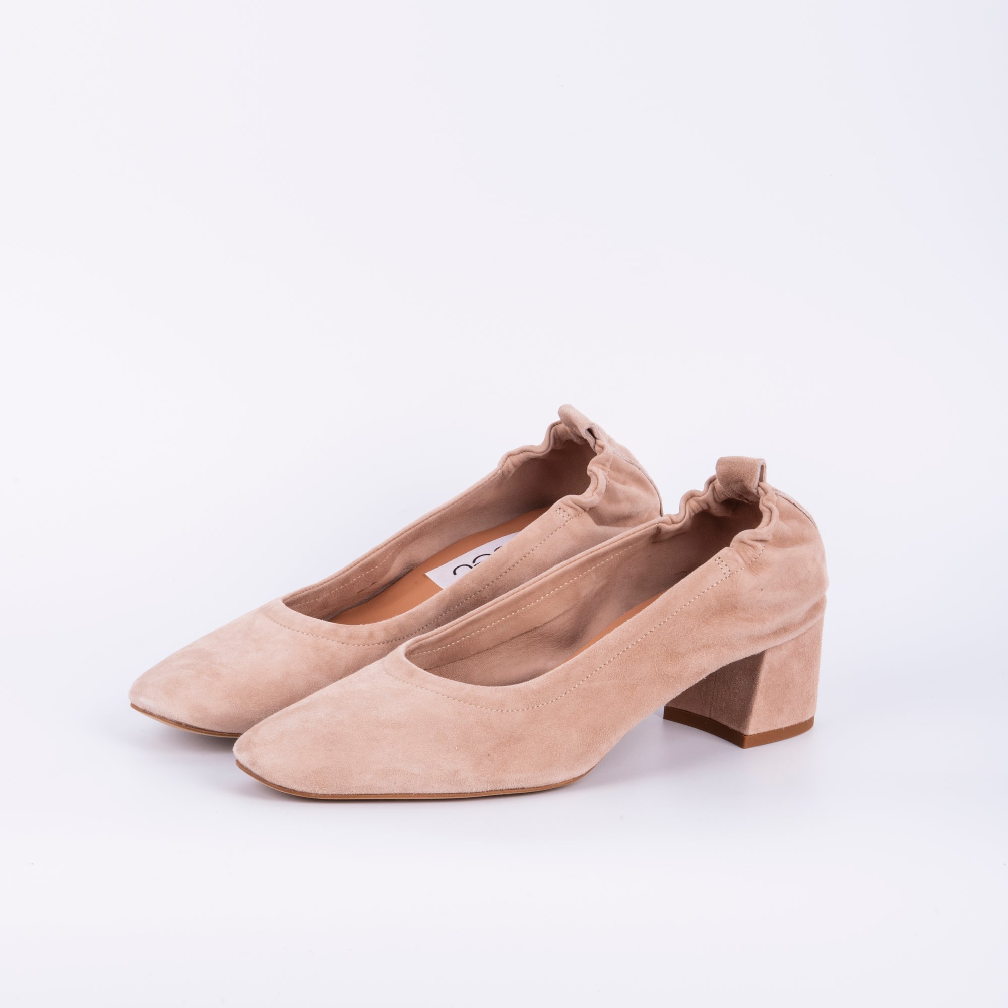 Eloisa camoscio cipria - ballerina con tacco in pelle rosa - Marta Ray