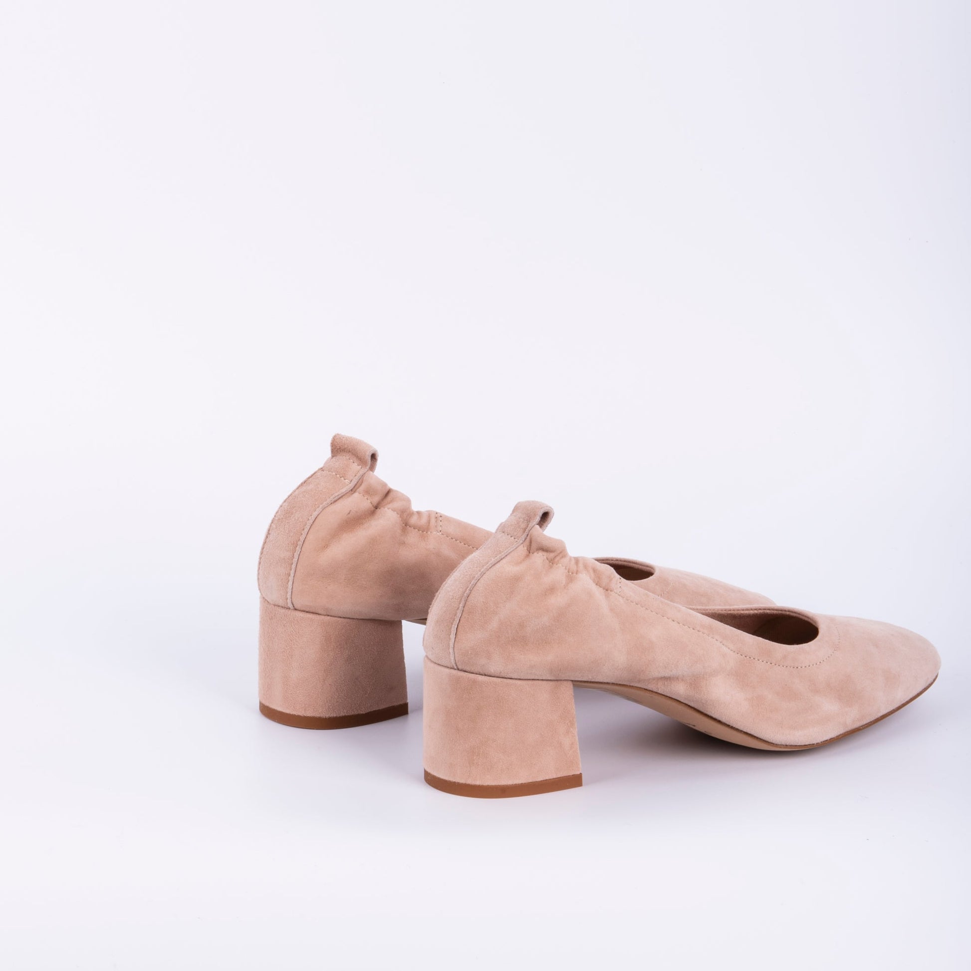 Eloisa camoscio cipria - ballerina con tacco in pelle rosa - Marta Ray