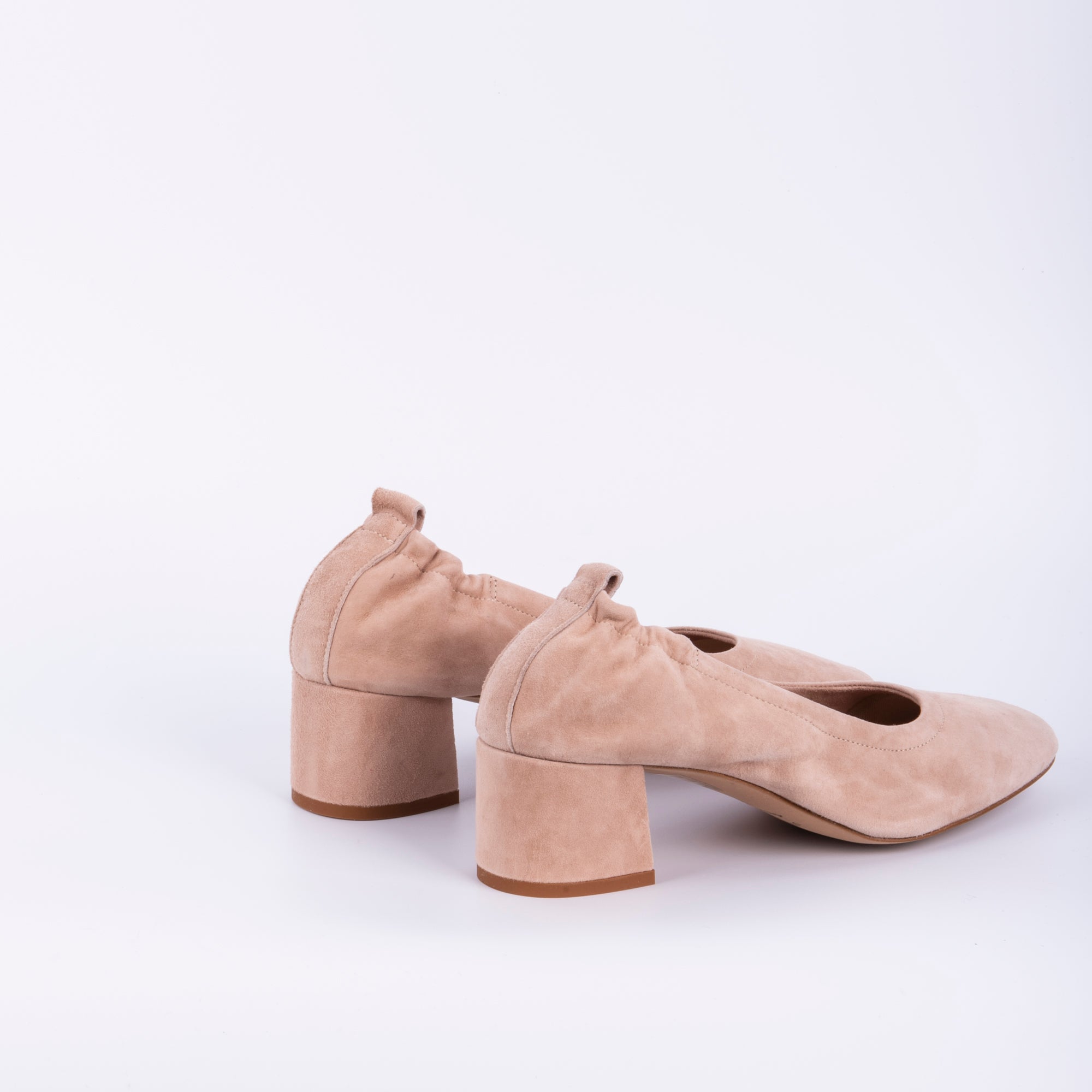 Eloisa camoscio cipria - ballerina con tacco in pelle rosa - Marta Ray
