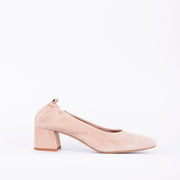 Eloisa camoscio cipria - ballerina con tacco in pelle rosa - Marta Ray