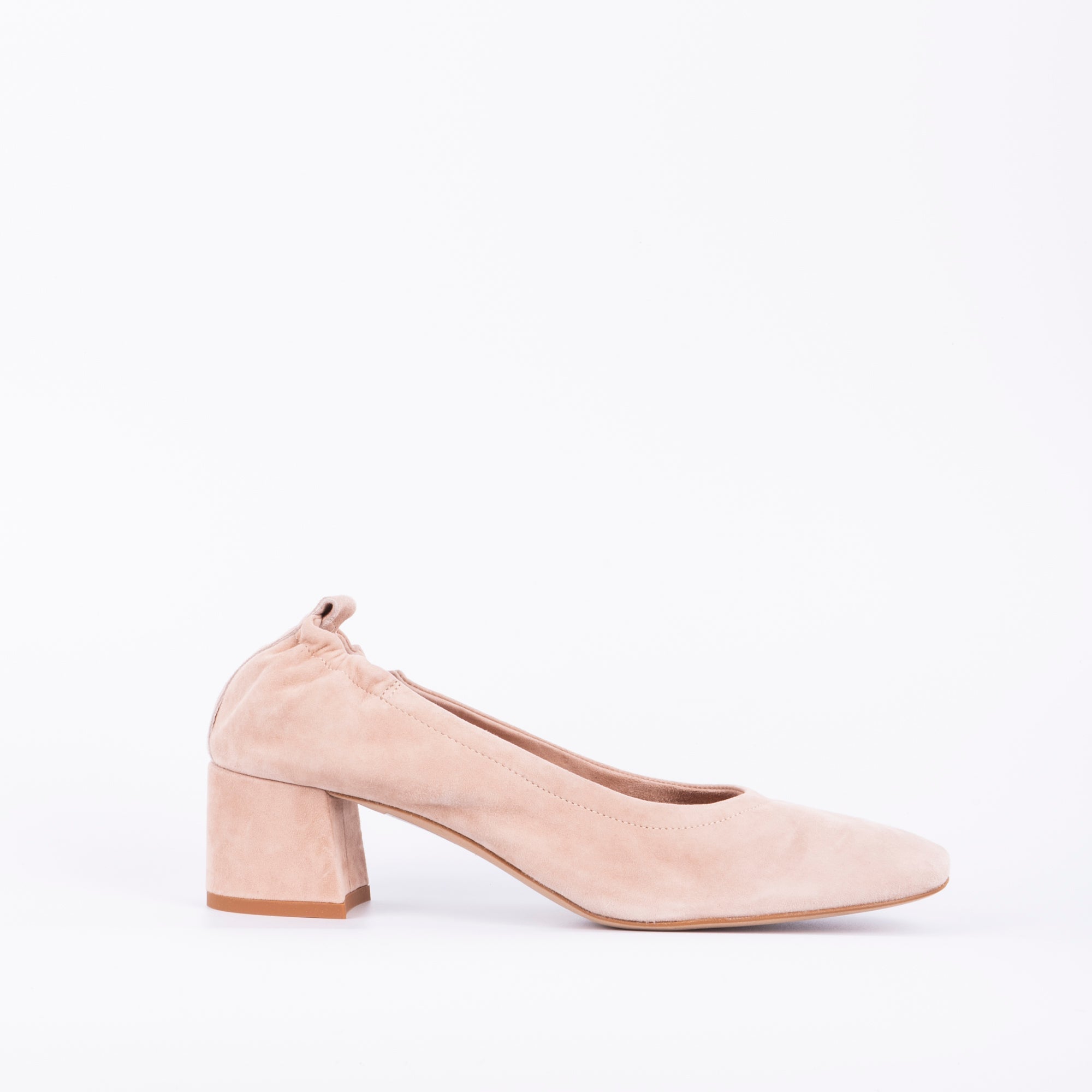 Eloisa camoscio cipria - ballerina con tacco in pelle rosa - Marta Ray