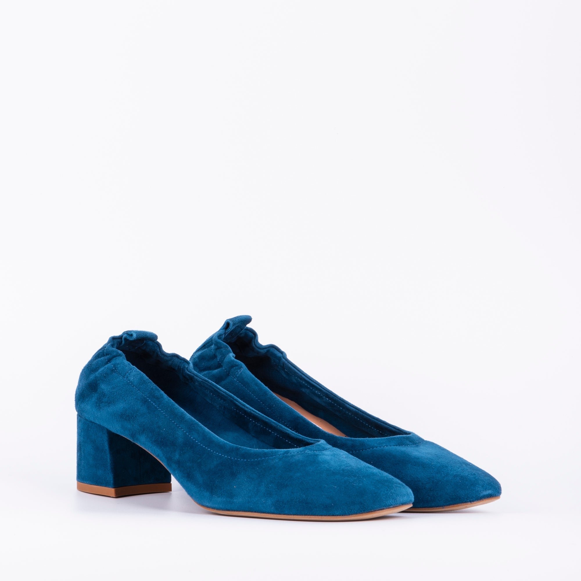 Eloisa camoscio turchese - ballerina con tacco in pelle blu celeste - Marta Ray