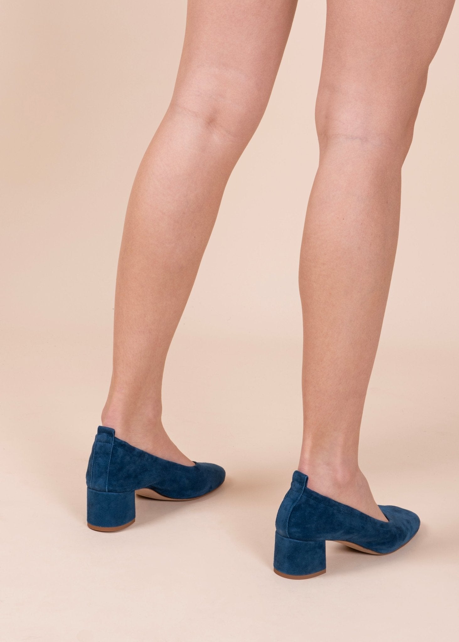 Eloisa camoscio turchese - ballerina con tacco in pelle blu celeste - Marta Ray
