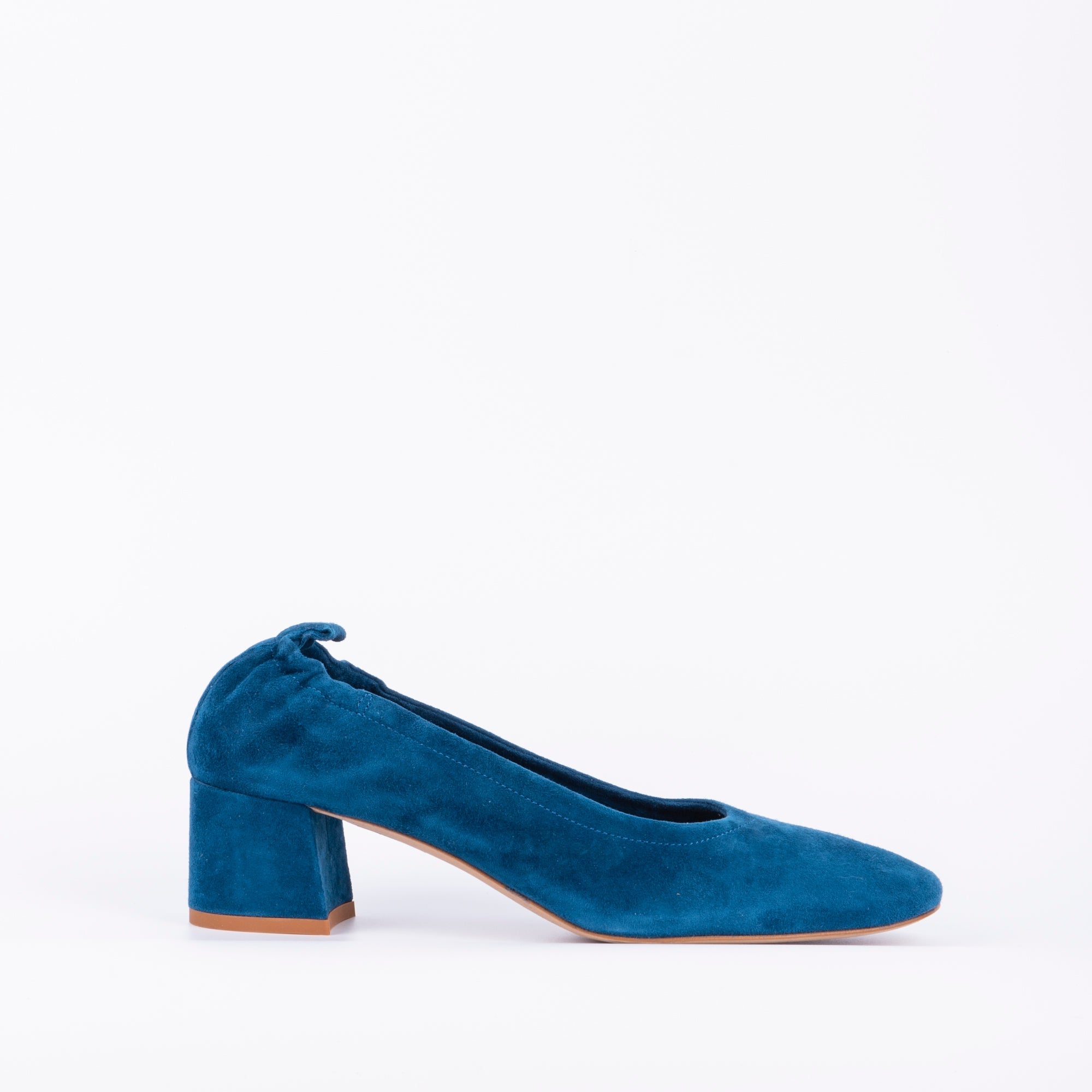 Eloisa camoscio turchese - ballerina con tacco in pelle blu celeste - Marta Ray