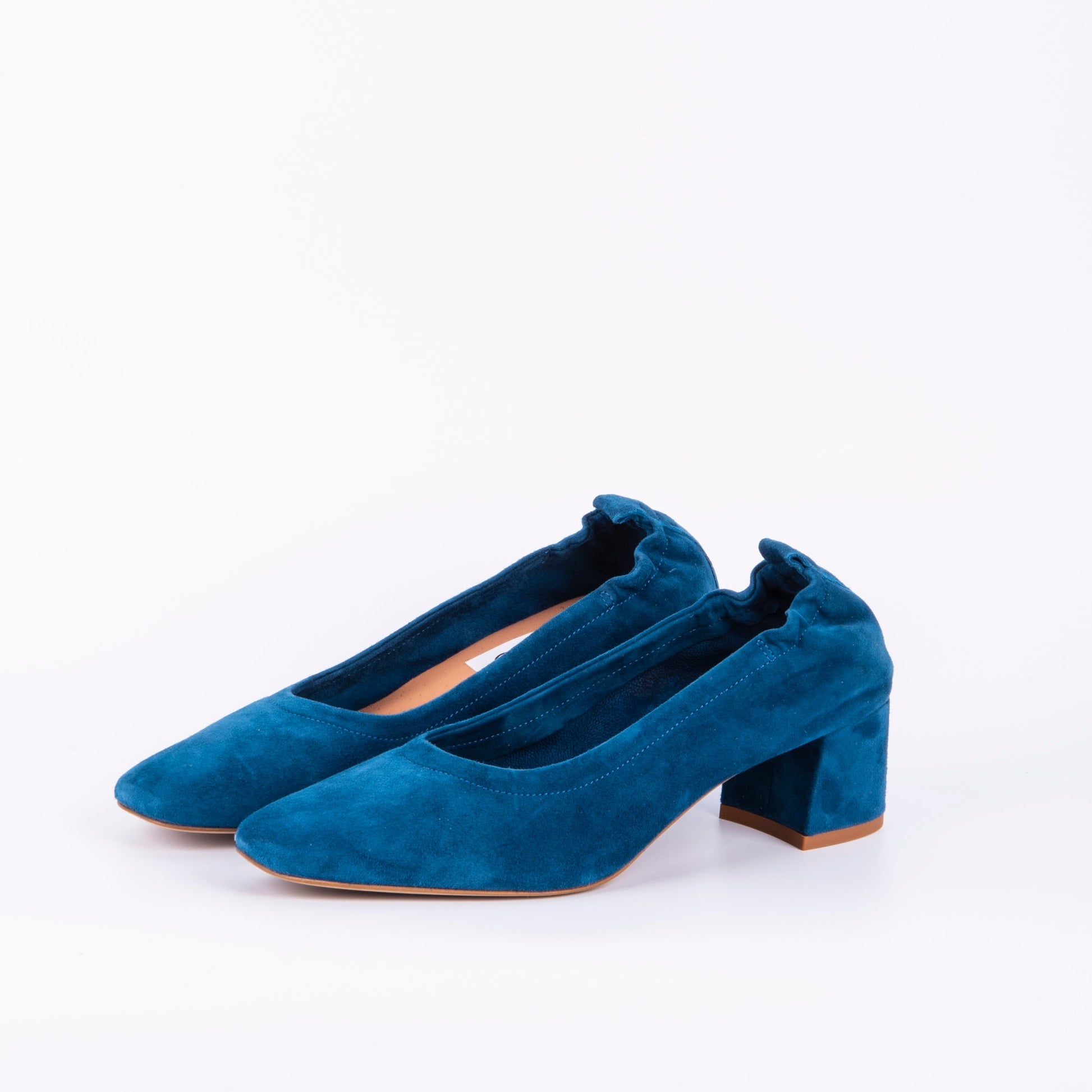 Eloisa camoscio turchese - ballerina con tacco in pelle blu celeste - Marta Ray