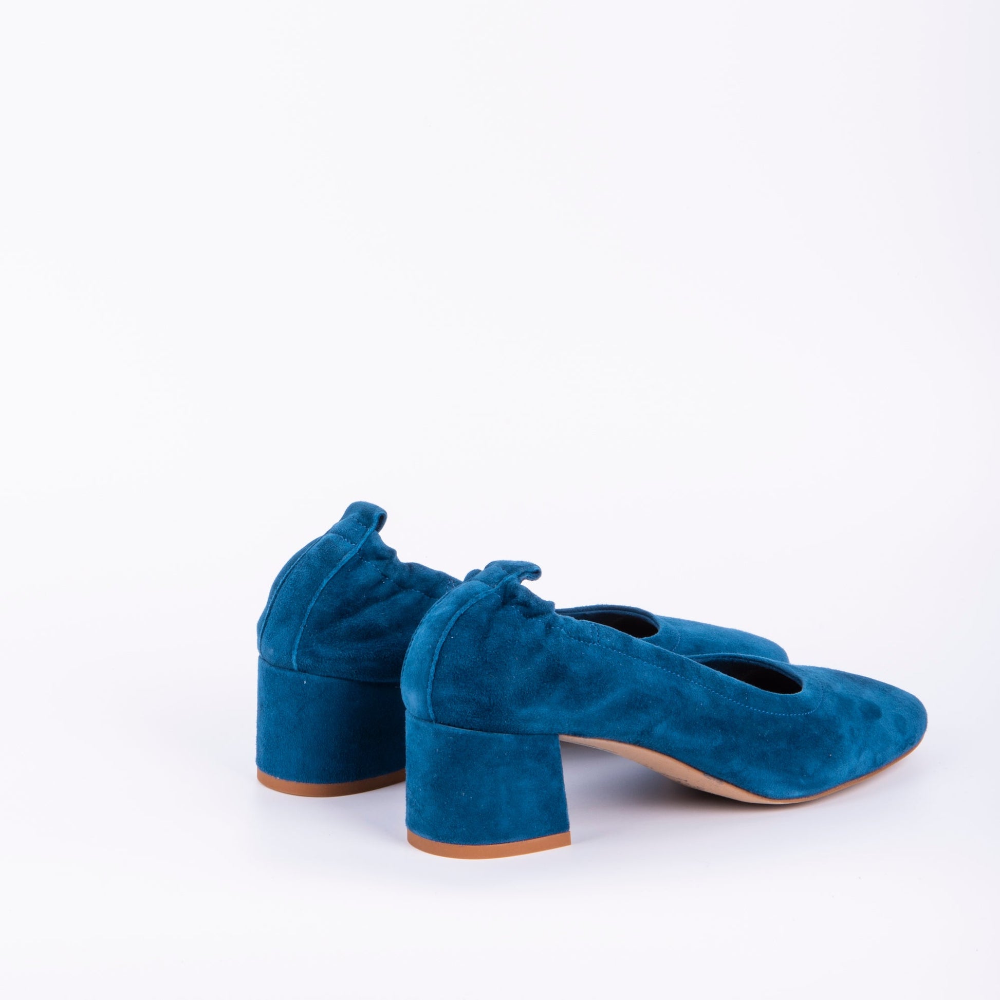 Eloisa camoscio turchese - ballerina con tacco in pelle blu celeste - Marta Ray