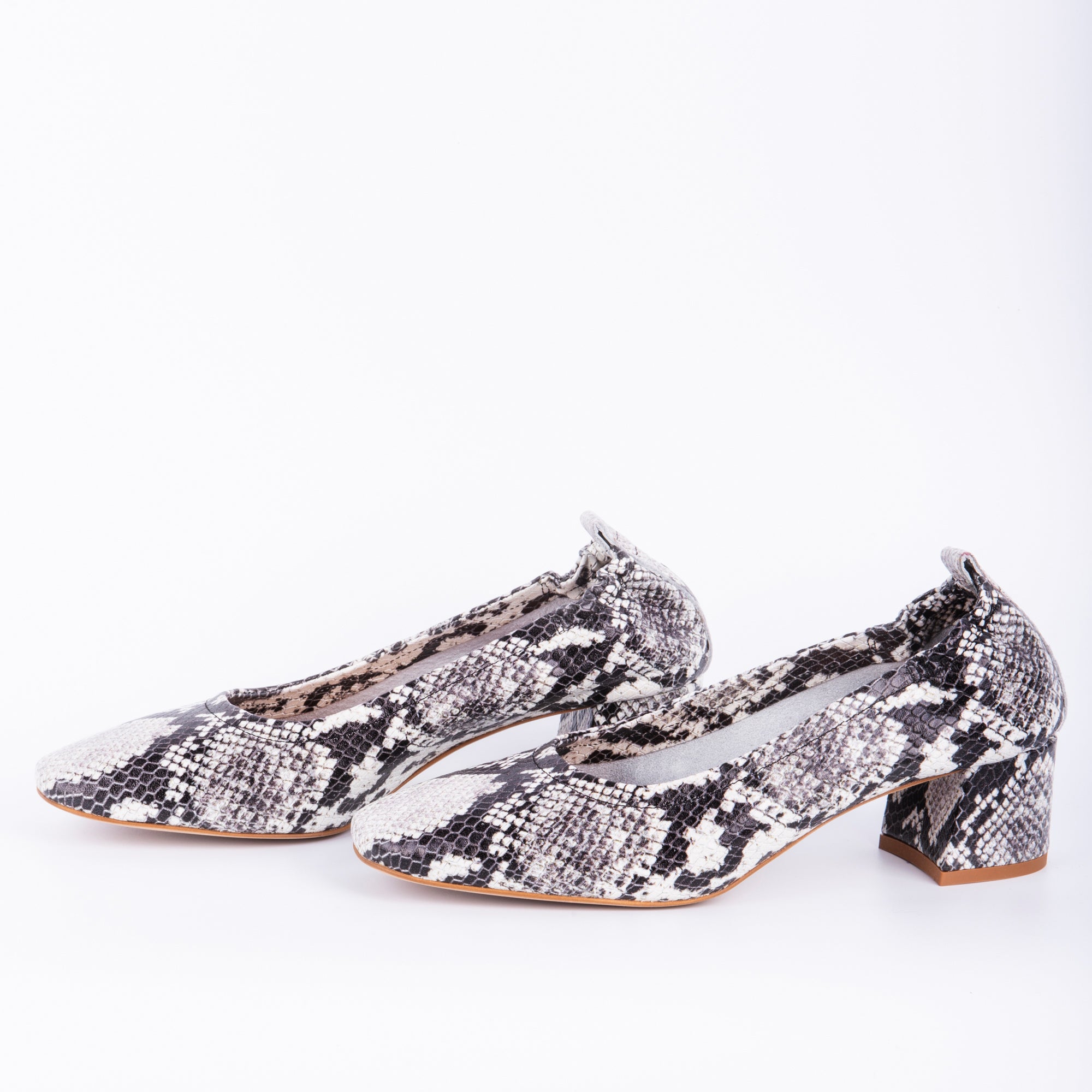 Eloisa pitone roccia - ballerina con tacco in pelle stampata grigia - Marta Ray