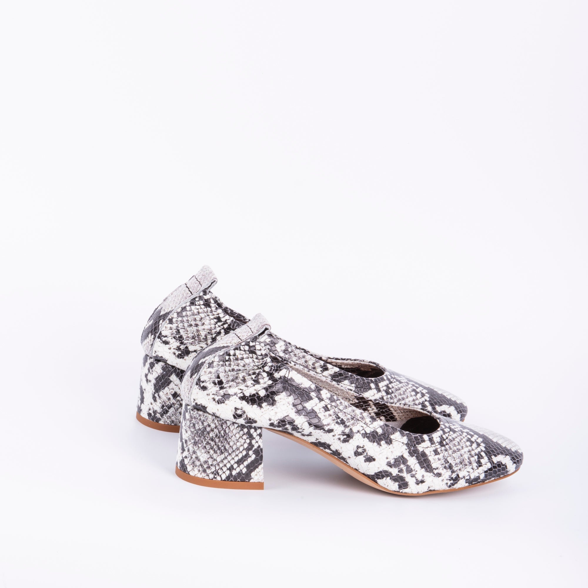 Eloisa pitone roccia - ballerina con tacco in pelle stampata grigia - Marta Ray