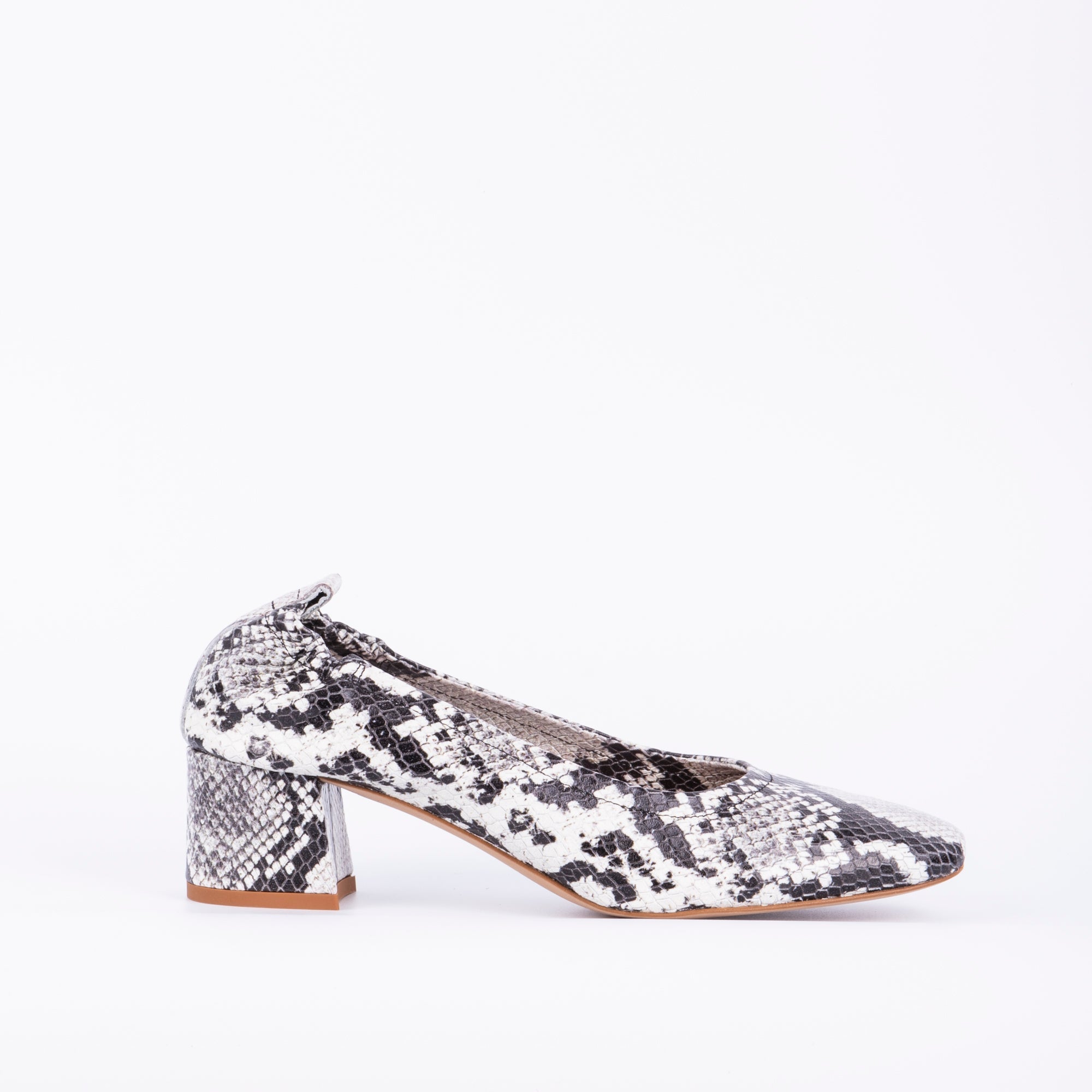 Eloisa pitone roccia - ballerina con tacco in pelle stampata grigia - Marta Ray