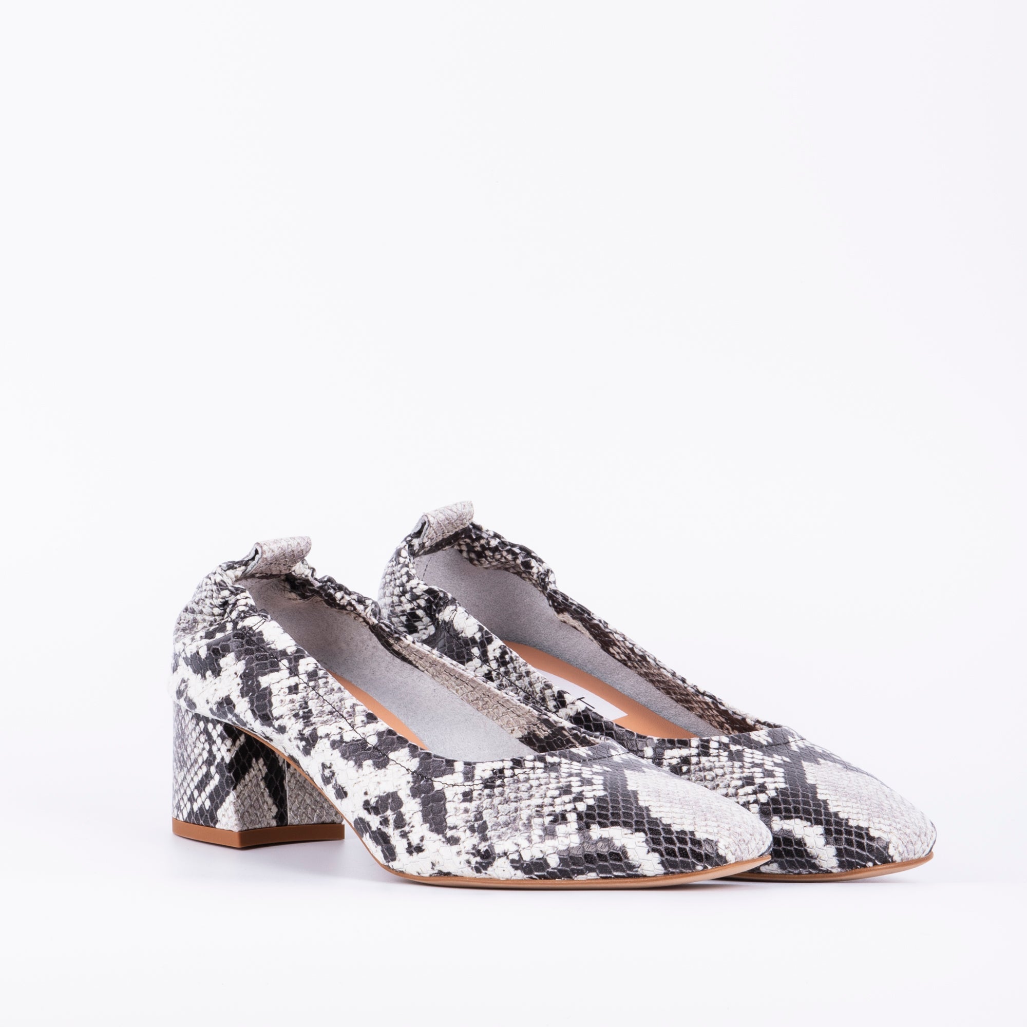 Eloisa pitone roccia - ballerina con tacco in pelle stampata grigia - Marta Ray