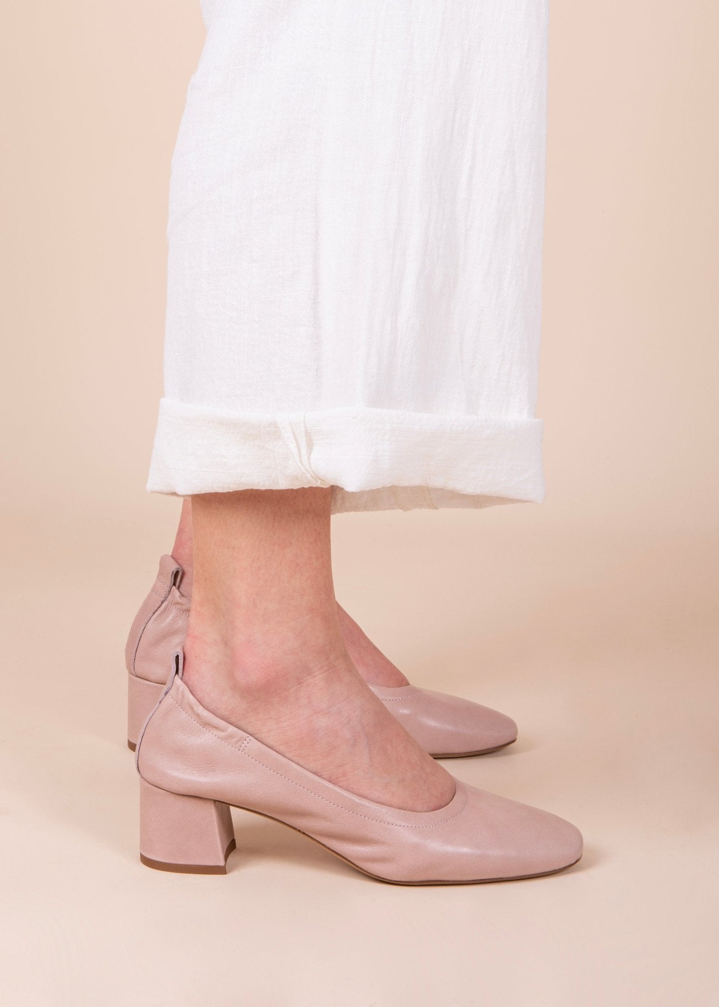 Eloisa savage nude - ballerina con tacco in pelle beige - Marta Ray