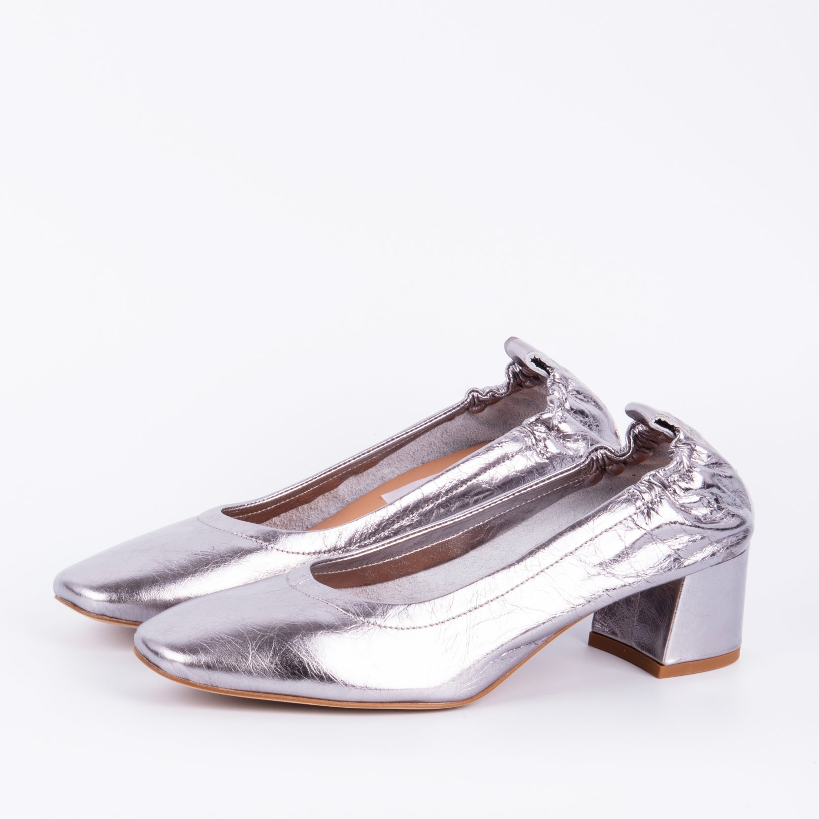 Eloisa skratch argento - ballerina con tacco in pelle argento grigio - Marta Ray