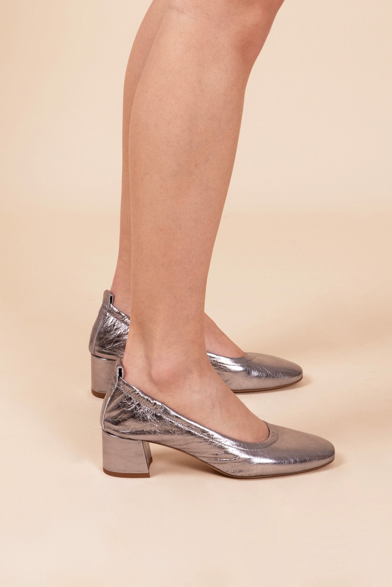 Eloisa skratch argento - ballerina con tacco in pelle argento grigio - Marta Ray
