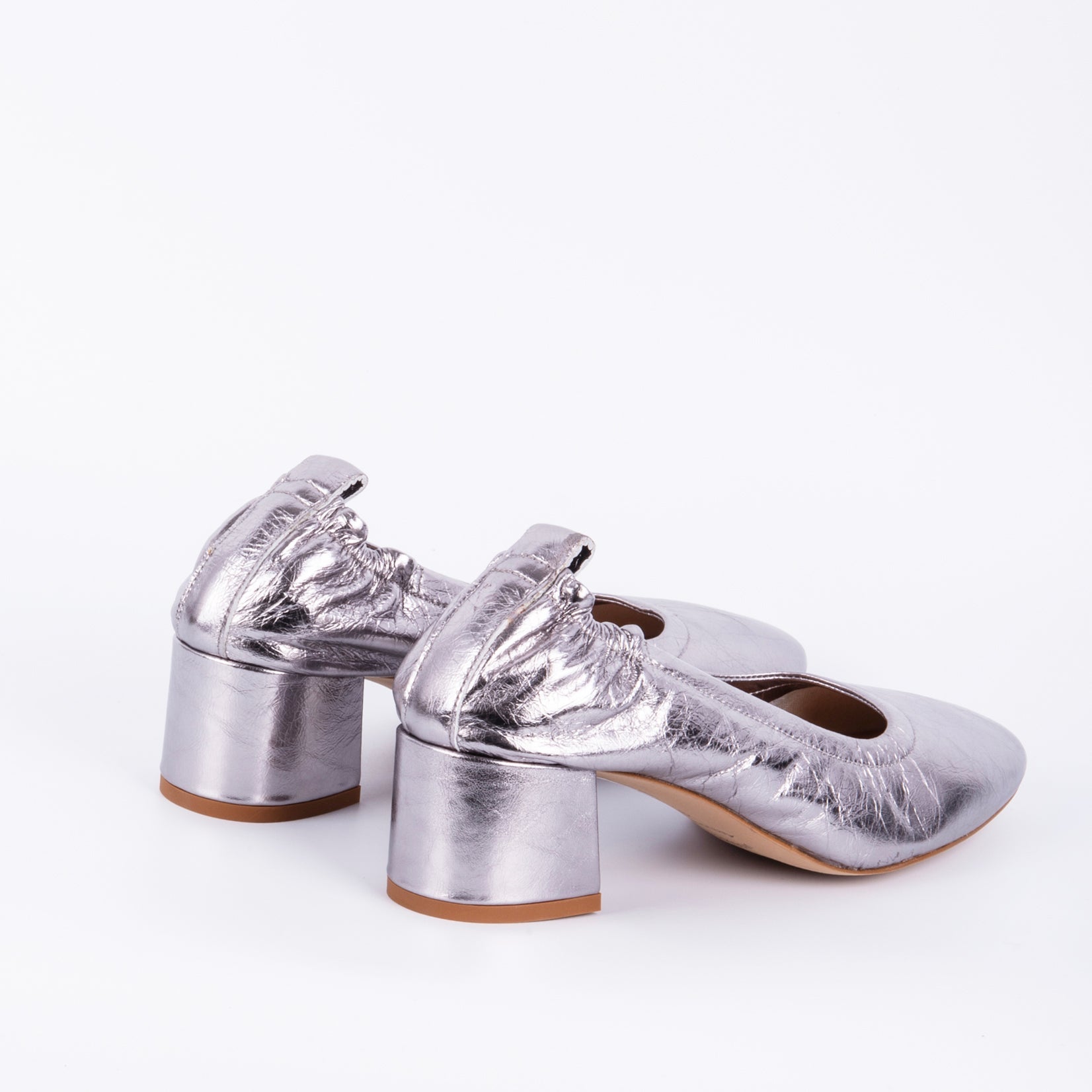 Eloisa skratch argento - ballerina con tacco in pelle argento grigio - Marta Ray