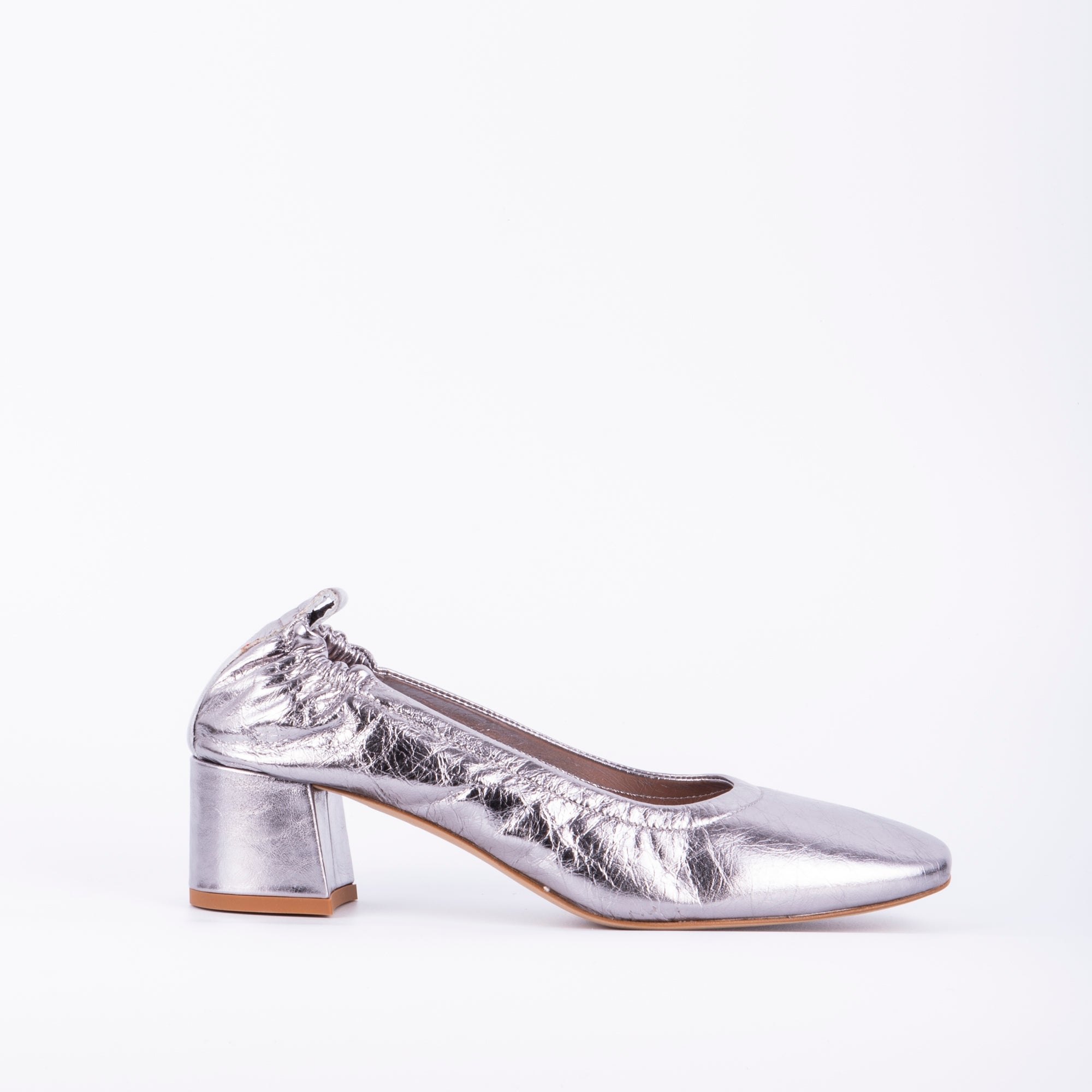 Eloisa skratch argento - ballerina con tacco in pelle argento grigio - Marta Ray