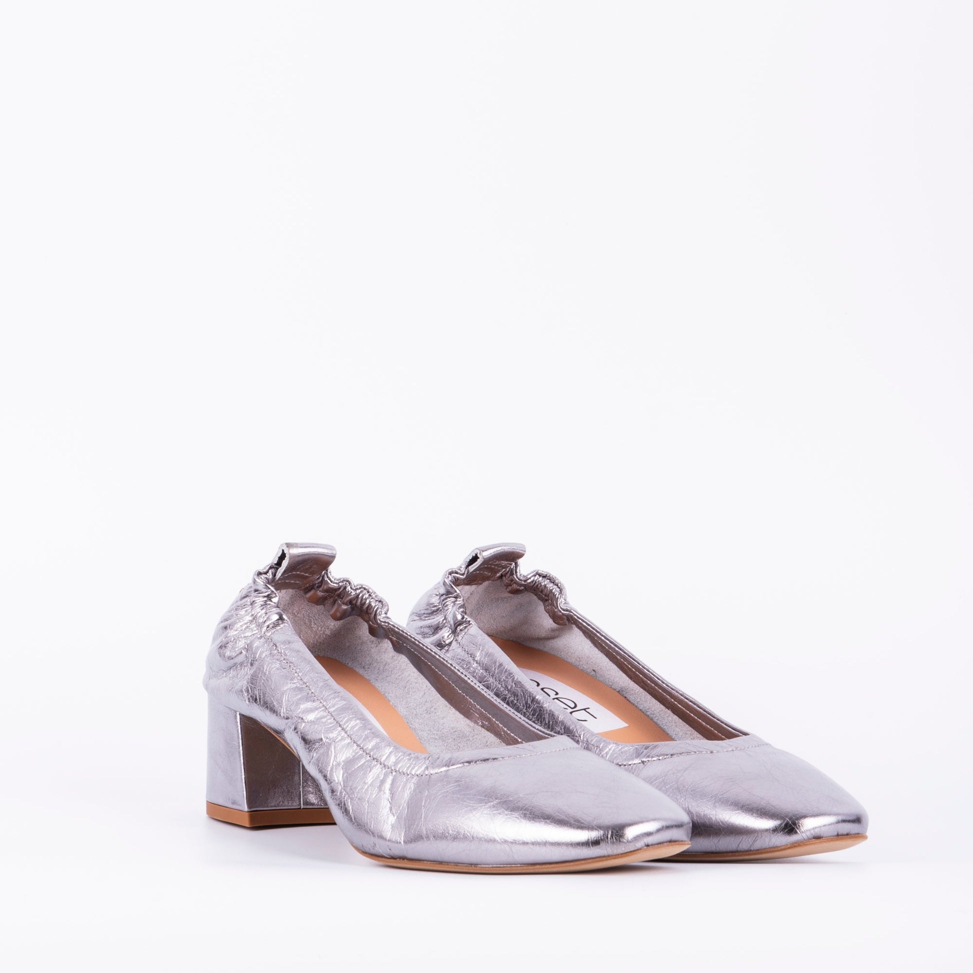 Eloisa skratch argento - ballerina con tacco in pelle argento grigio - Marta Ray
