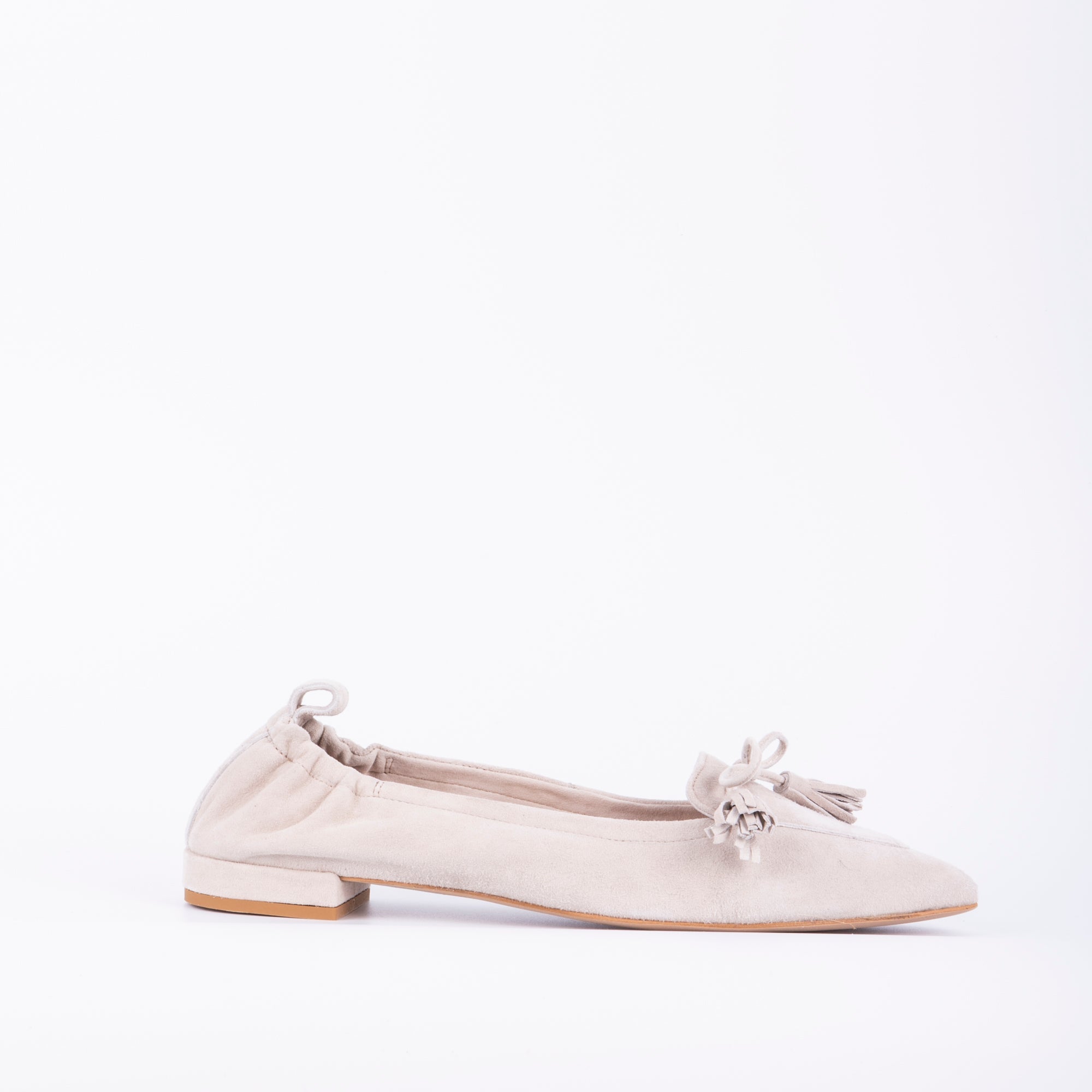 Elvia camoscio grigio perla - ballerina a punta in pelle grigia - Marta Ray