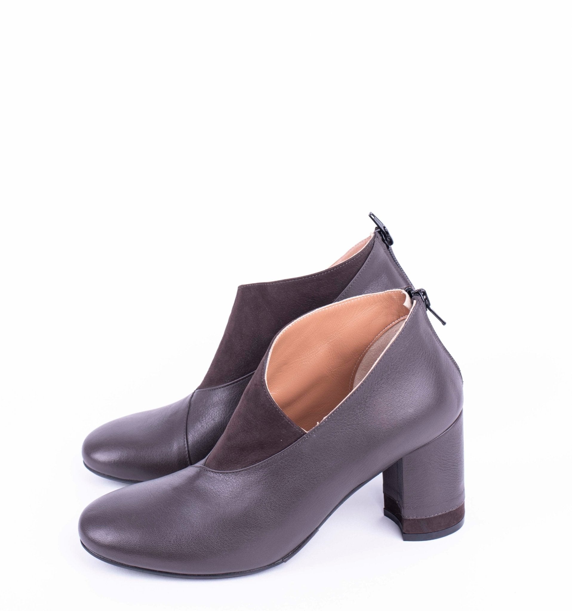 Ermione T7 mousse ebano+ long beach testa di moro - scarpa con tacco in pelle marrone - Marta Ray
