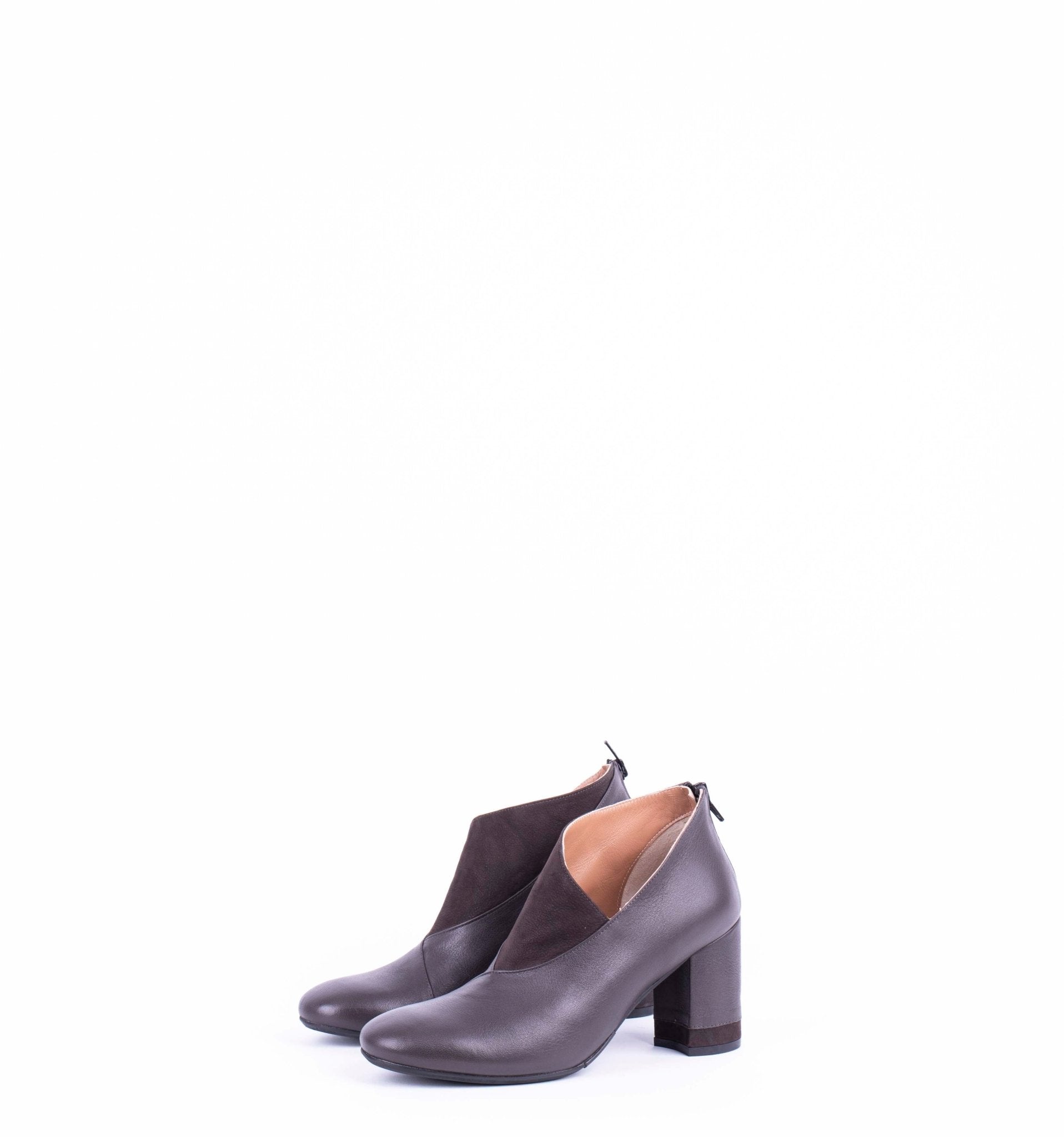 Ermione T7 mousse ebano+ long beach testa di moro - scarpa con tacco in pelle marrone - Marta Ray