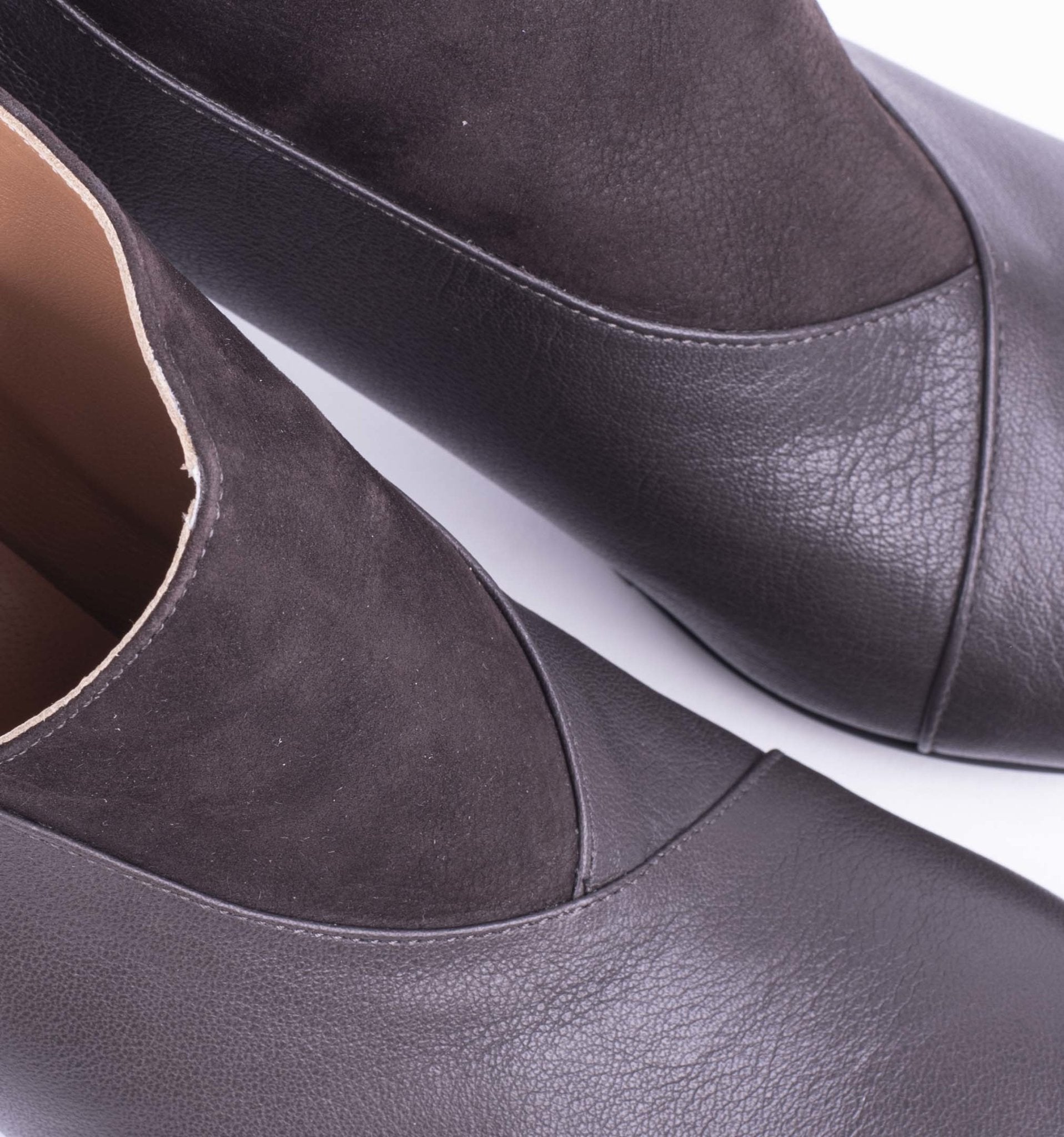 Ermione T7 mousse ebano+ long beach testa di moro - scarpa con tacco in pelle marrone - Marta Ray