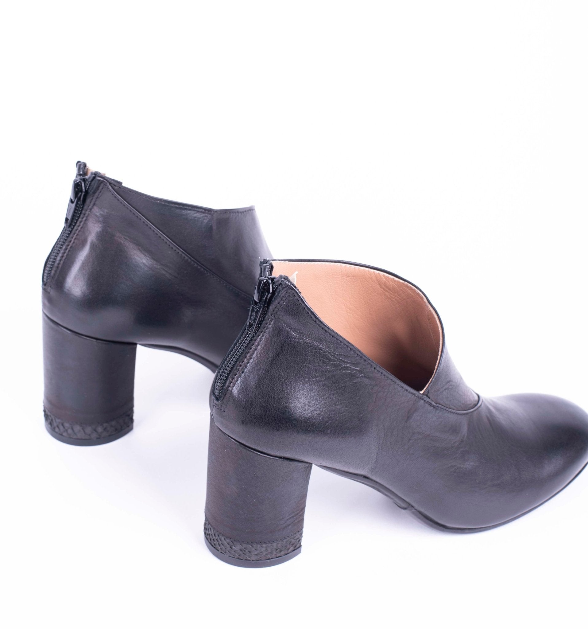 Ermione T7 salmone + cerato S. nero + C. nero - scarpa con tacco in pelle nera - Marta Ray