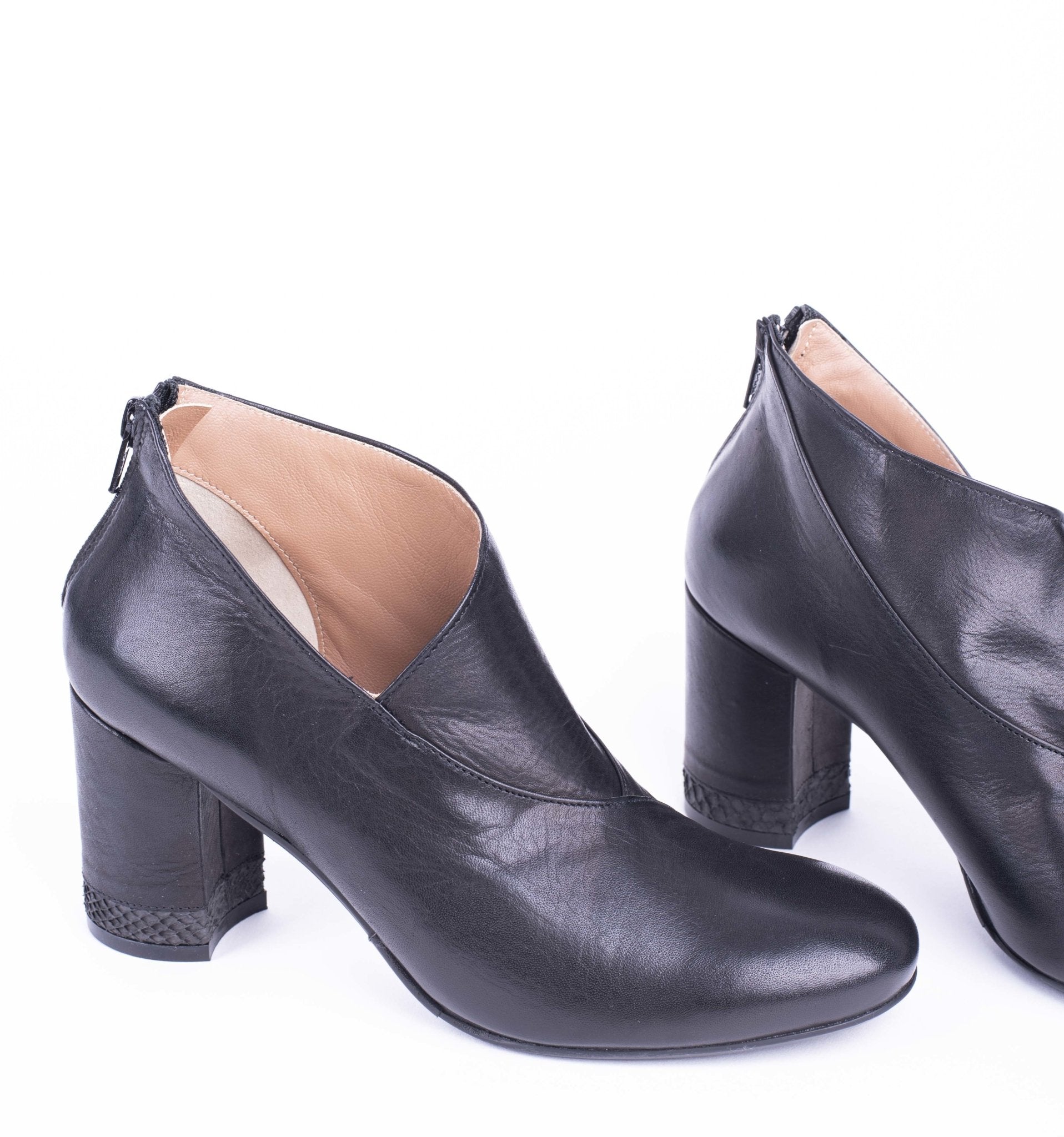 Ermione T7 salmone + cerato S. nero + C. nero - scarpa con tacco in pelle nera - Marta Ray