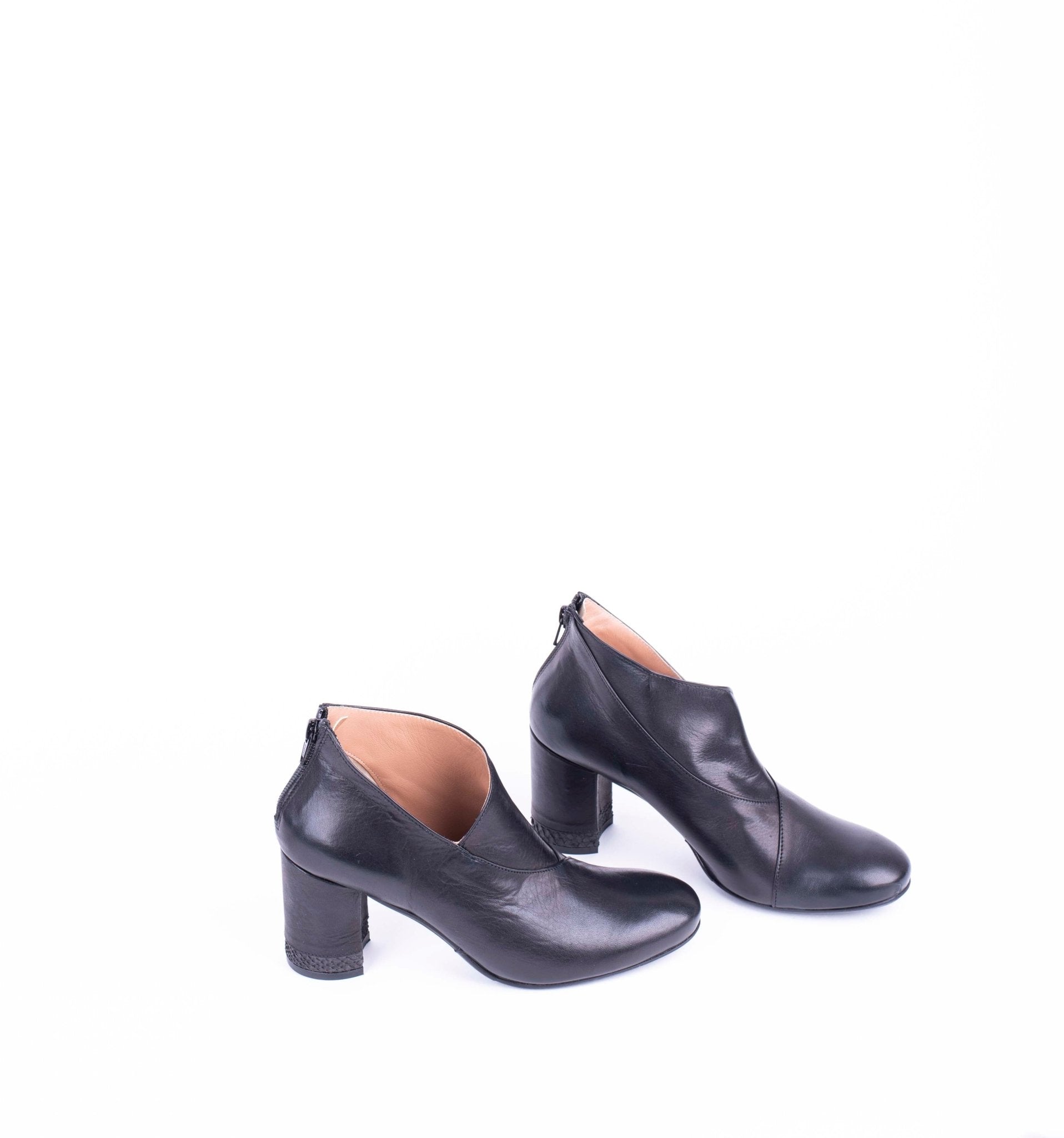 Ermione T7 salmone + cerato S. nero + C. nero - scarpa con tacco in pelle nera - Marta Ray