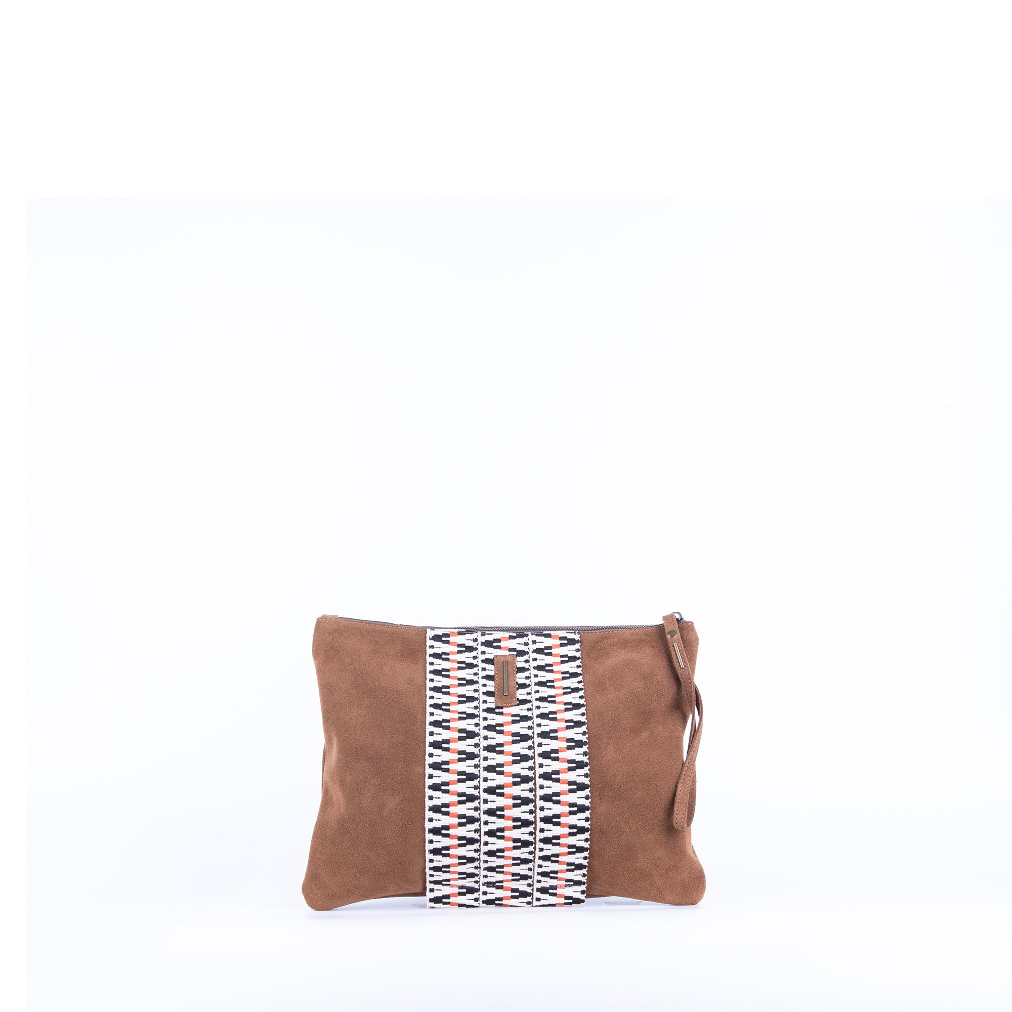 Ester camoscio+nastro boho cuoio - piattina a tracolla in pelle marrone - Marta Ray
